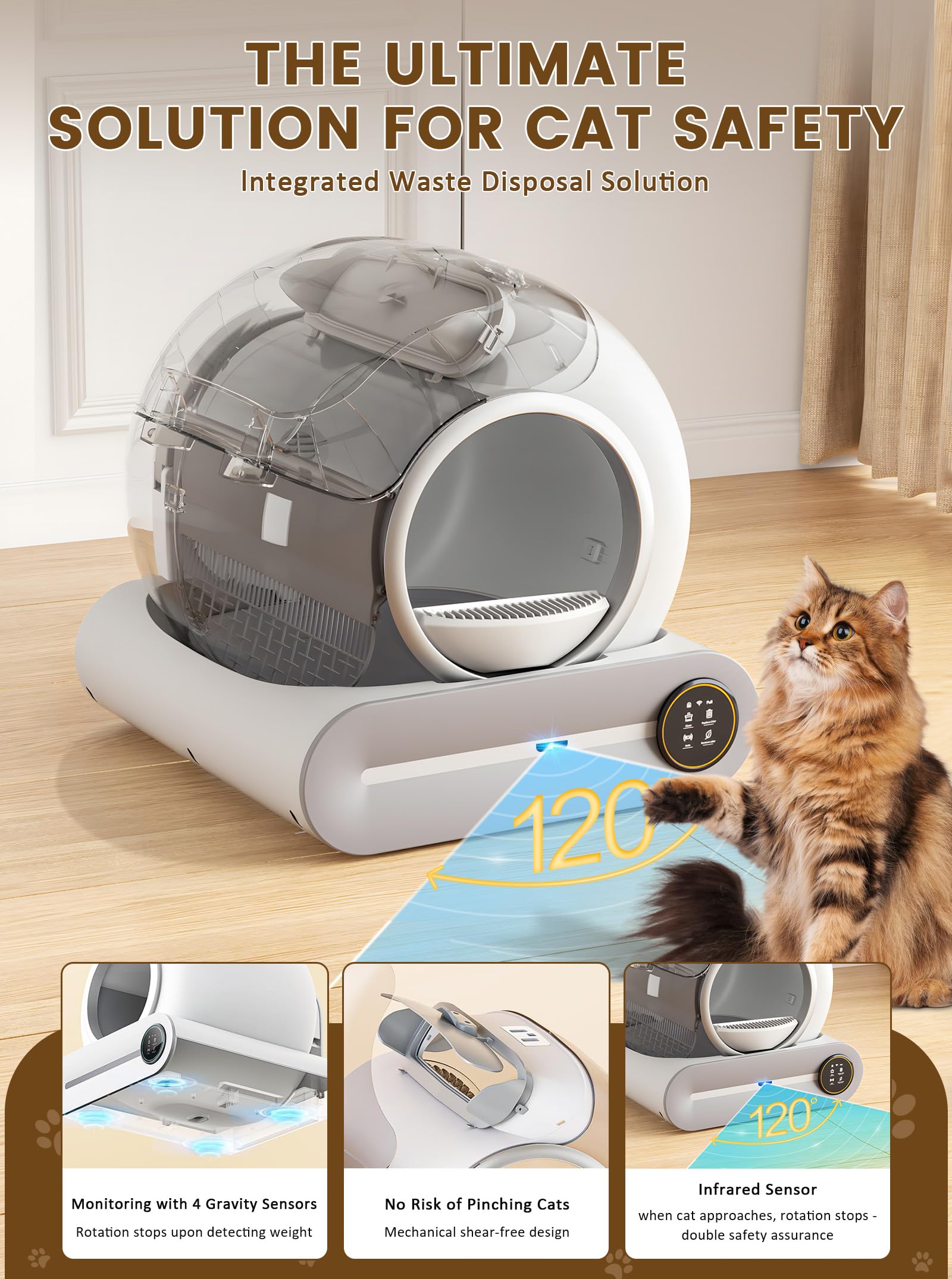 2025 Upgraded Self Cleaning Litter Box for Multiple Cats - 65L+9L Extra Large Automatic Robot Cat Litter Box with Negative Ion Sterilization, APP Control & Health Monitoring - Perfect for Smart Homes & Multi-Cat Households