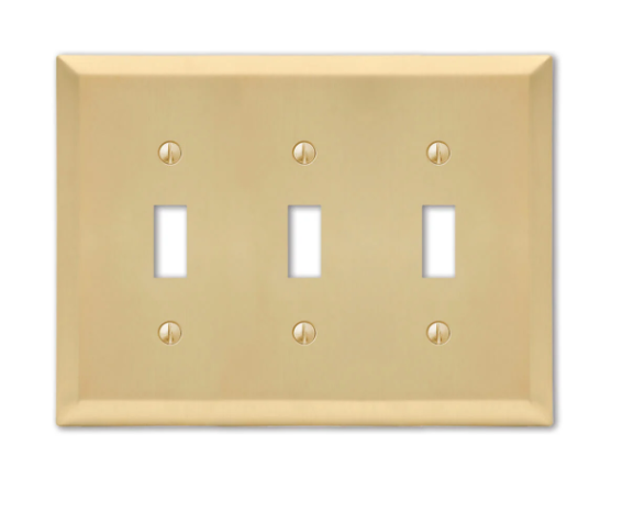 Century Satin Brass Decorative Wall Plate - Triple Toggle Switch Cover for Home & Office | Elegant Electrical Outlet Cover for Living Room, Bedroom, Kitchen