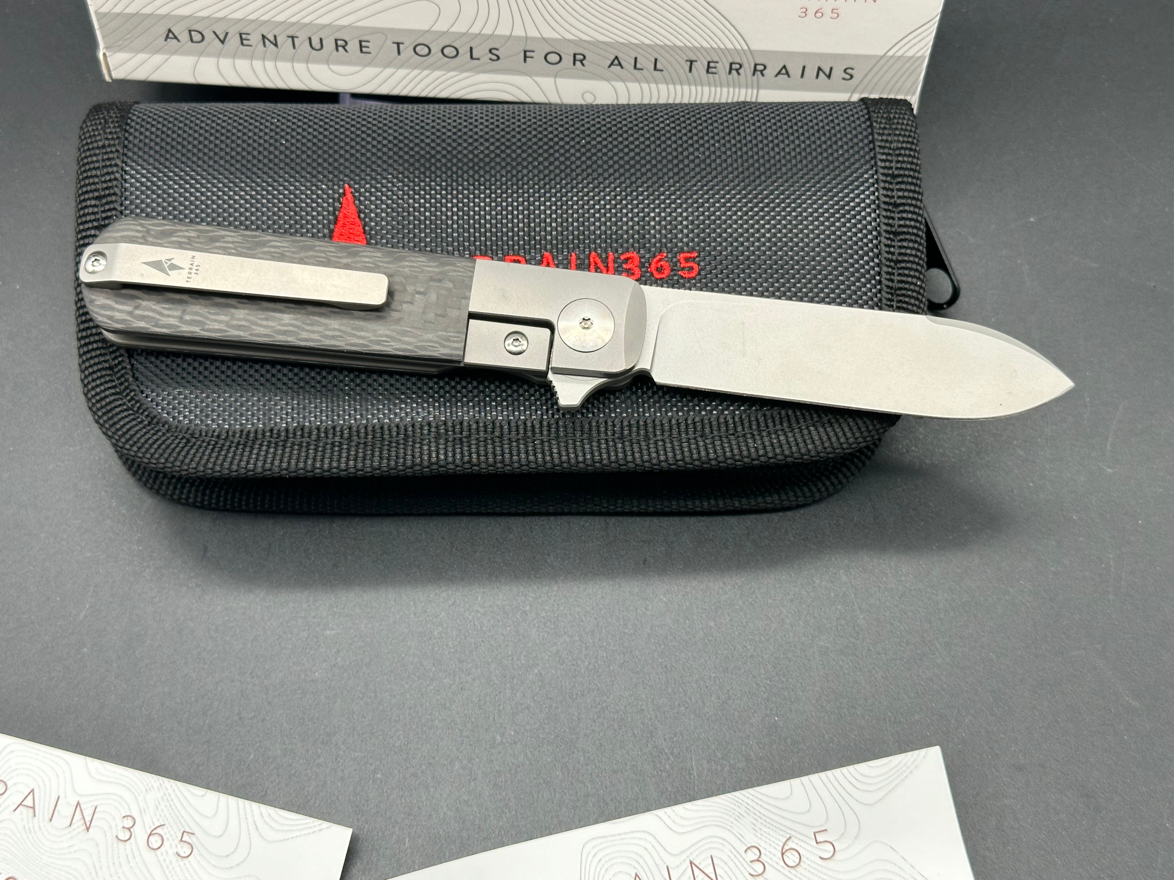 TERRAIN 365 Otter Flip ATB Carbon Fiber Pocket Knife with Terravantium Blade - EDC, Outdoor Survival & Camping Gear