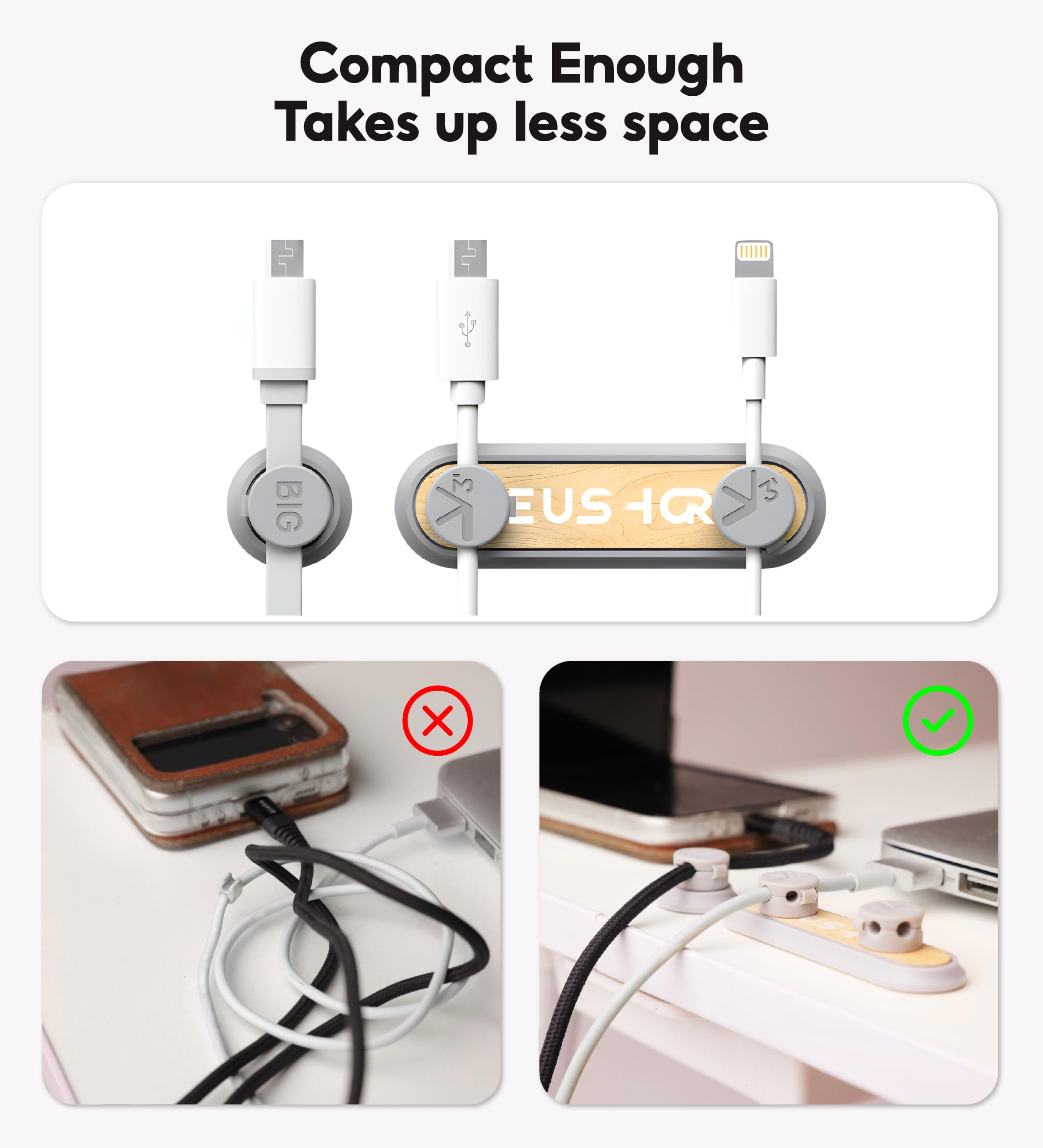 Magnetic Cable Organizer - Strong Adhesive Cord Holder for Phone, USB, Charger Cables | Wire Management Solution for Home, Office, Desk & Car | Perfect for Neat Workspace & Travel Use