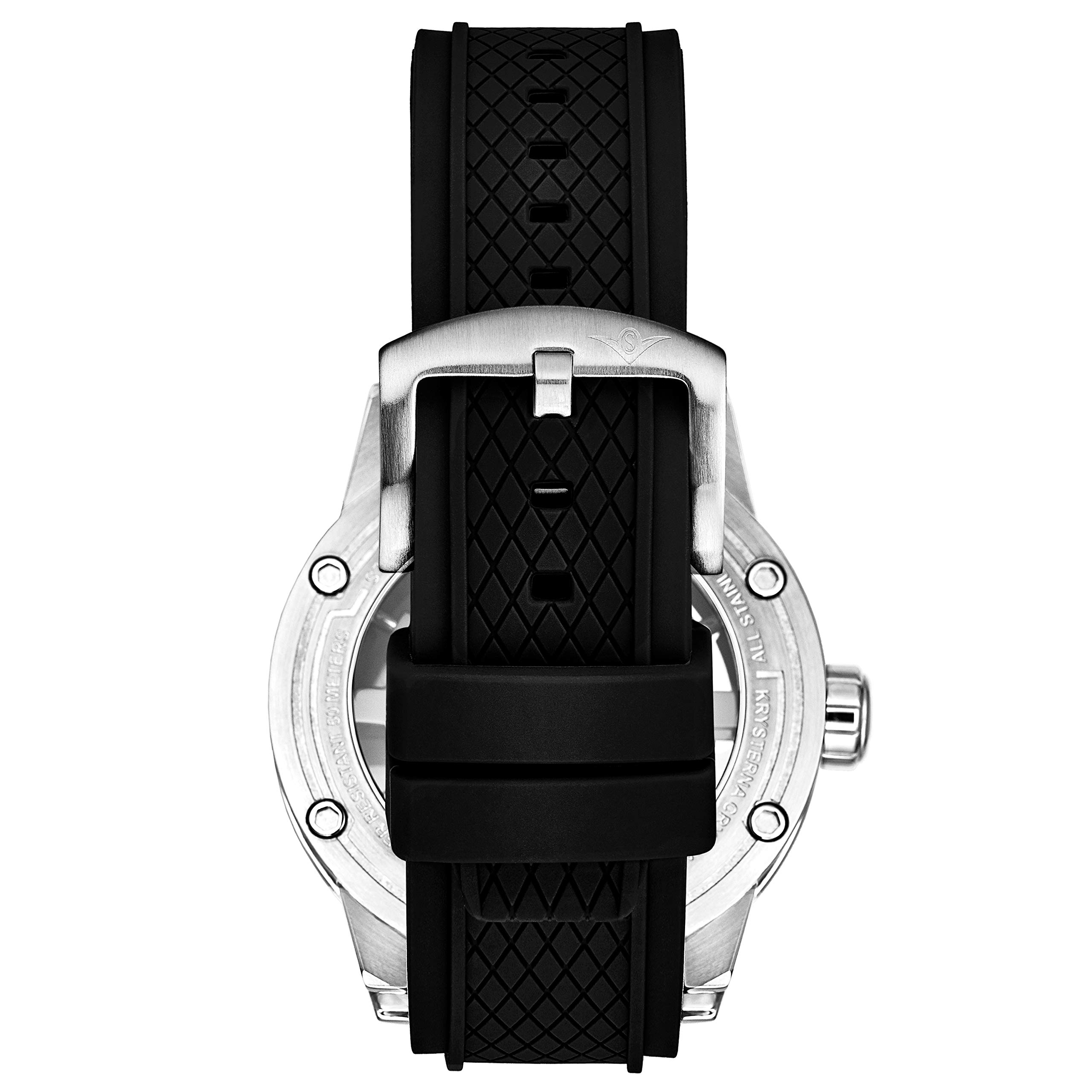 Stuhrling Original Men's Automatic Skeleton Watch - Stainless Steel Self-Winding Dress Watch with Rubber Strap, 50mm Case - Perfect for Business, Formal Events & Everyday Wear