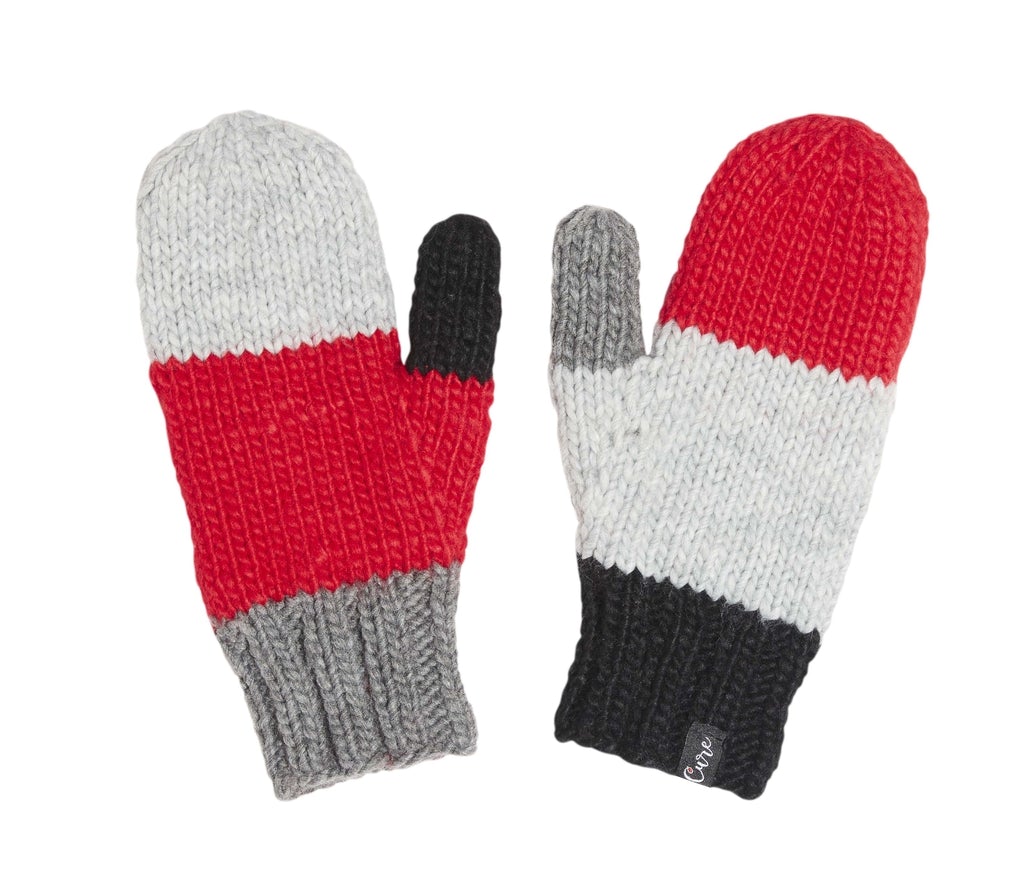 CURE Mittens for Women & Men - Warm Winter Gloves, Red Knitted Hand Warmers - Perfect for Cold Weather, Outdoor Activities & Gifts