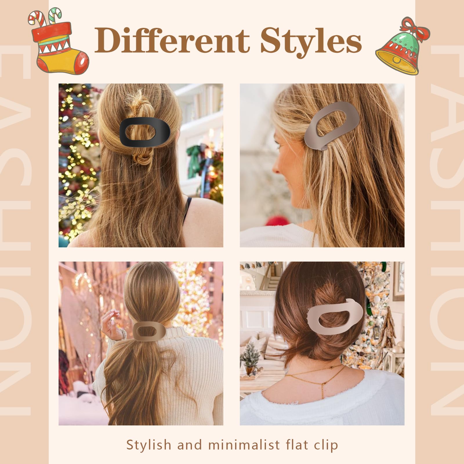 Auseibeely 6 PCS Matte French Flat Hair Clips for Women & Girls - Strong Hold Lay Flat Claw Clips for Thick & Thin Hair - Brown Duck Billed Barrettes - Perfect for Valentine's Day Gifts, Everyday Styling & Travel Accessories