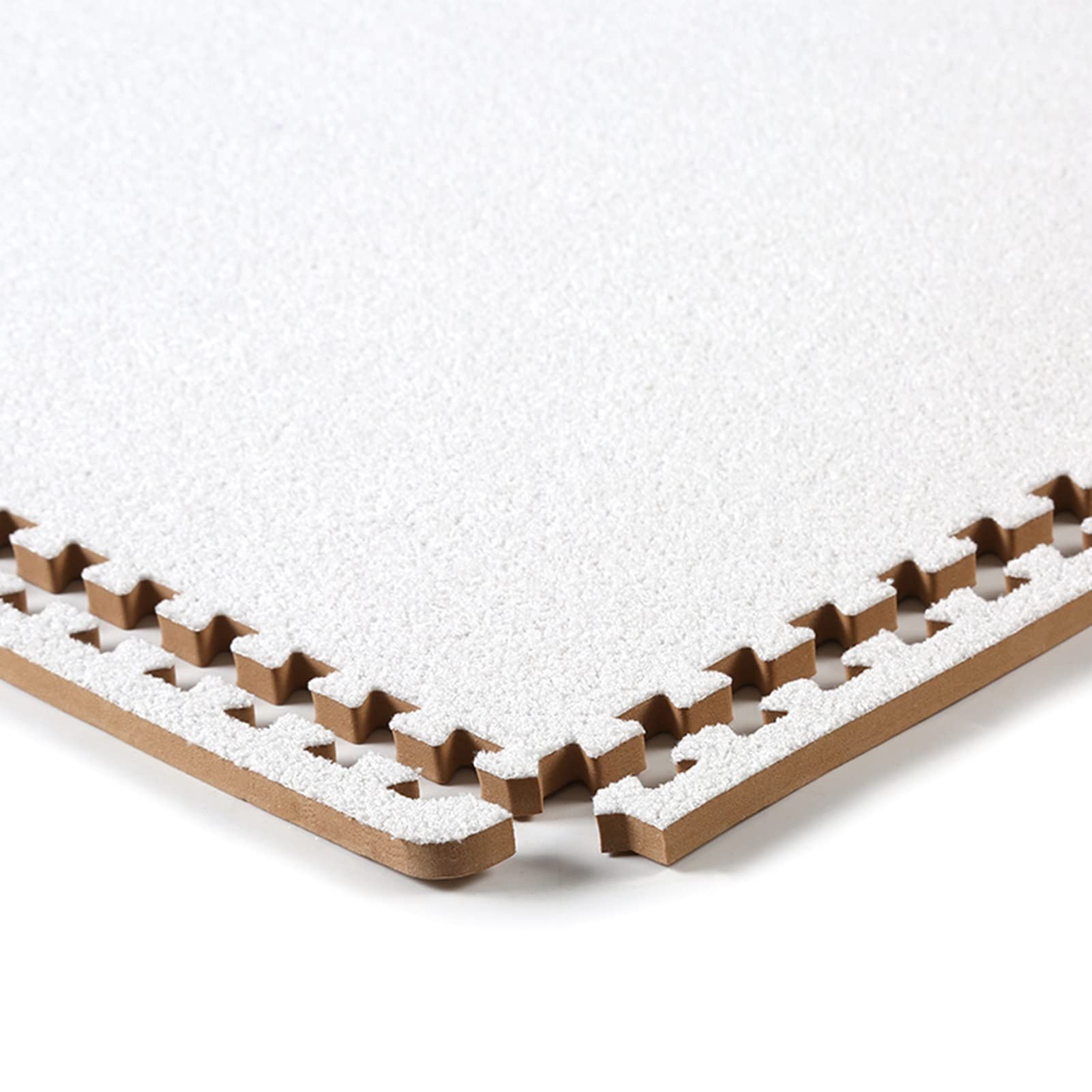 Premium Interlocking Carpet Tiles - Soft Plush Area Rug, Anti-Fatigue Foam Puzzle Floor Mat for Home, Gym, Playroom (White, 30x30cm, 10-Piece Set) - Perfect for Kids Play Areas, Office Spaces & Home Decor