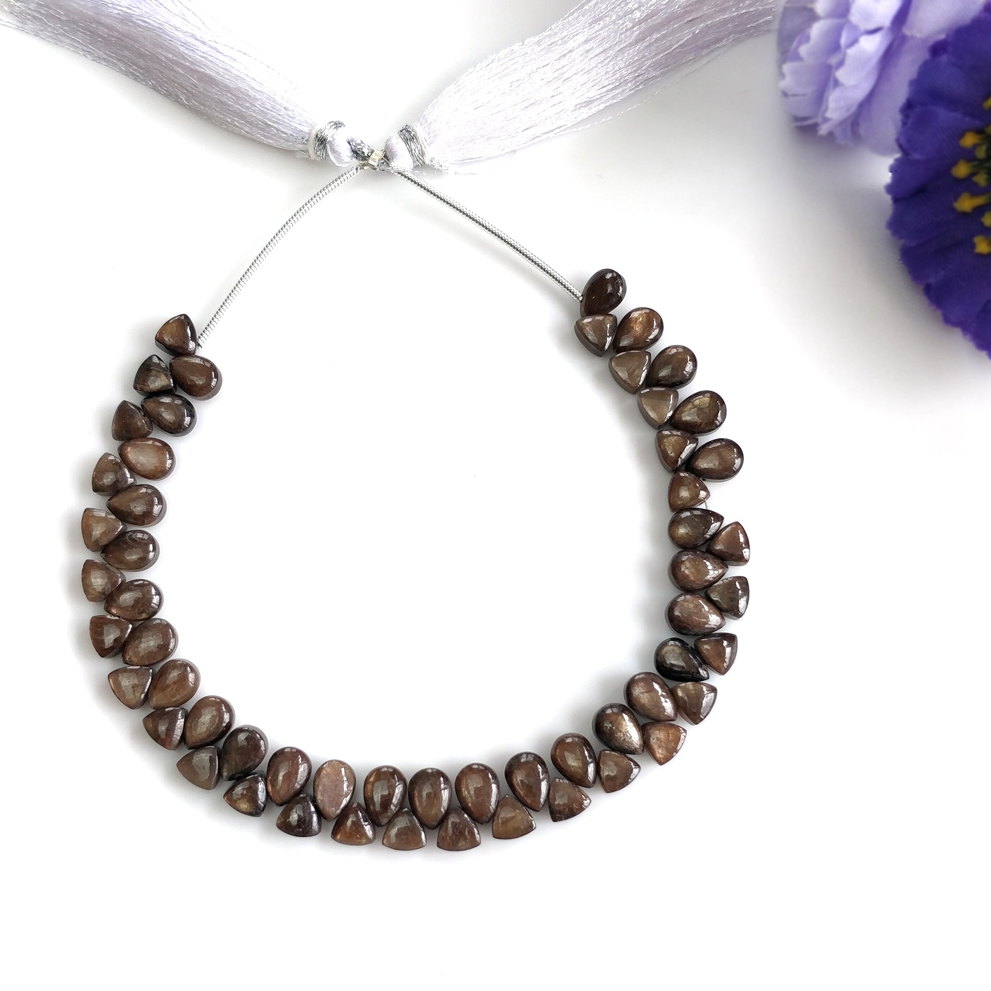 Natural Unheated Golden Brown Chocolate Sapphire Gemstone Cabochon Loose Beads - 60.00cts Pear & Triangle Plain Nuggets (5mm, 7*5mm, 6.75) for Jewelry Making, DIY Crafts, and Beading Projects