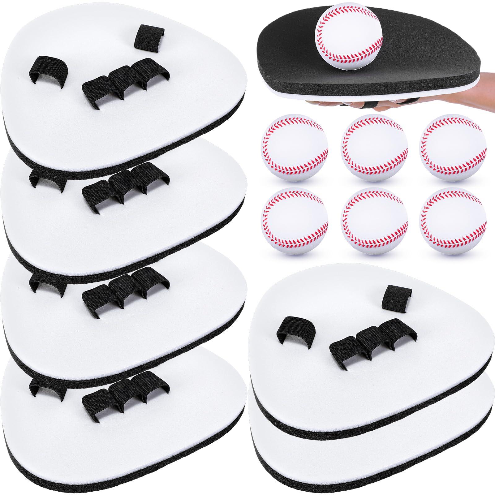 **Best Baseball & Softball Fielding Trainer – 2-Hand Pancake Infield Training Glove with Foam Practice Baseballs for Youth & Adults – Indoor & Outdoor Drills, Backyard Practice, Team Training**