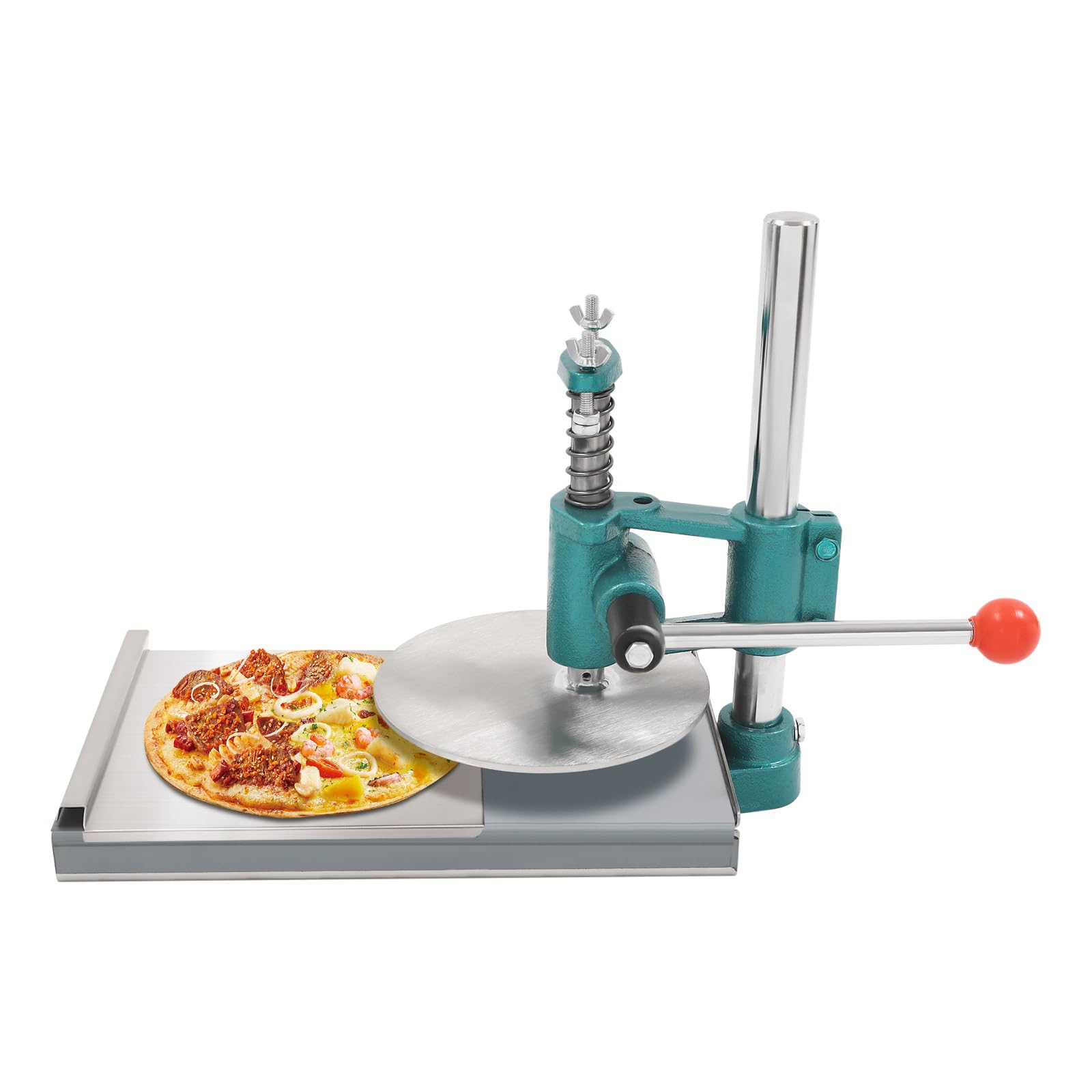 Stainless Steel 7.9 Inch Pizza Dough Press Machine - Adjustable Thickness Manual Pastry Maker for Homemade Pizza, Pies & Flatbreads | Perfect Kitchen Tool for Home Chefs & Italian Cooking Enthusiasts