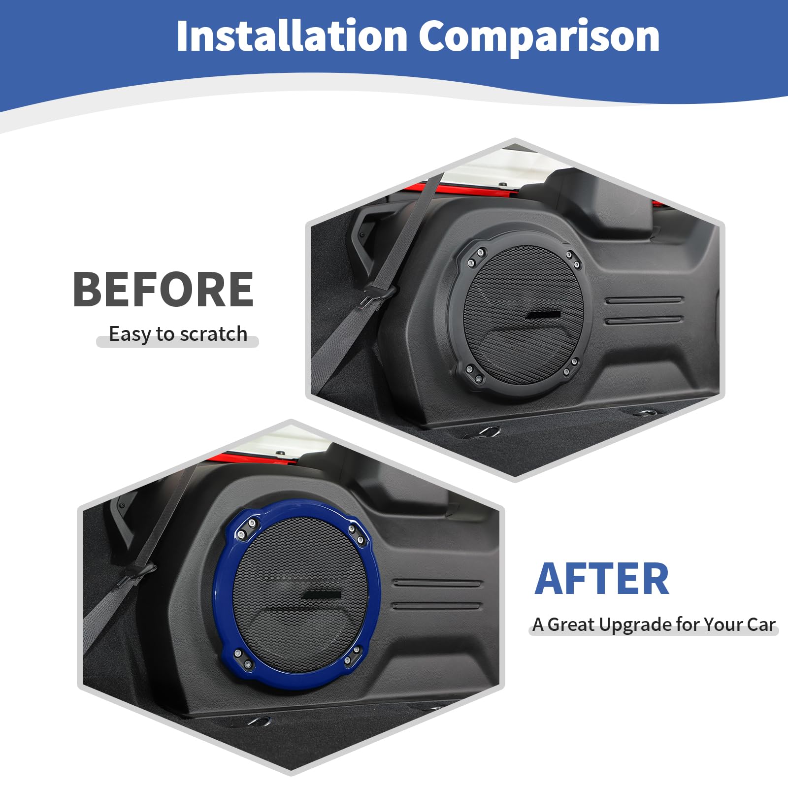 Jeep Wrangler JL Rubicon 2018-2023 RT-TCZ Blue Trunk Speaker Cover Trim Ring | Interior Accessories Upgrade | Perfect for Off-Road Adventures & Car Audio Customization
