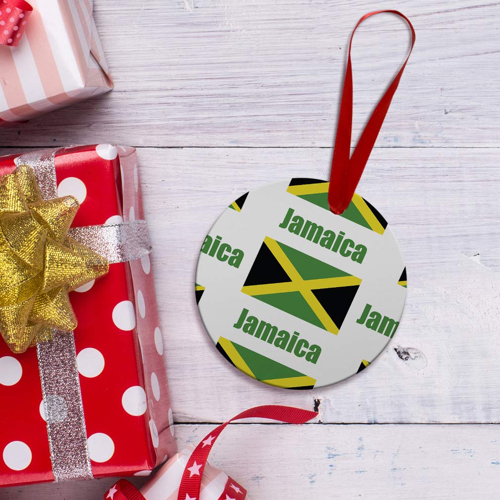 Jamaica Flag Aluminum Christmas Ornament - Round Holiday Tree Decoration for Xmas, Festive Home & Party Decor