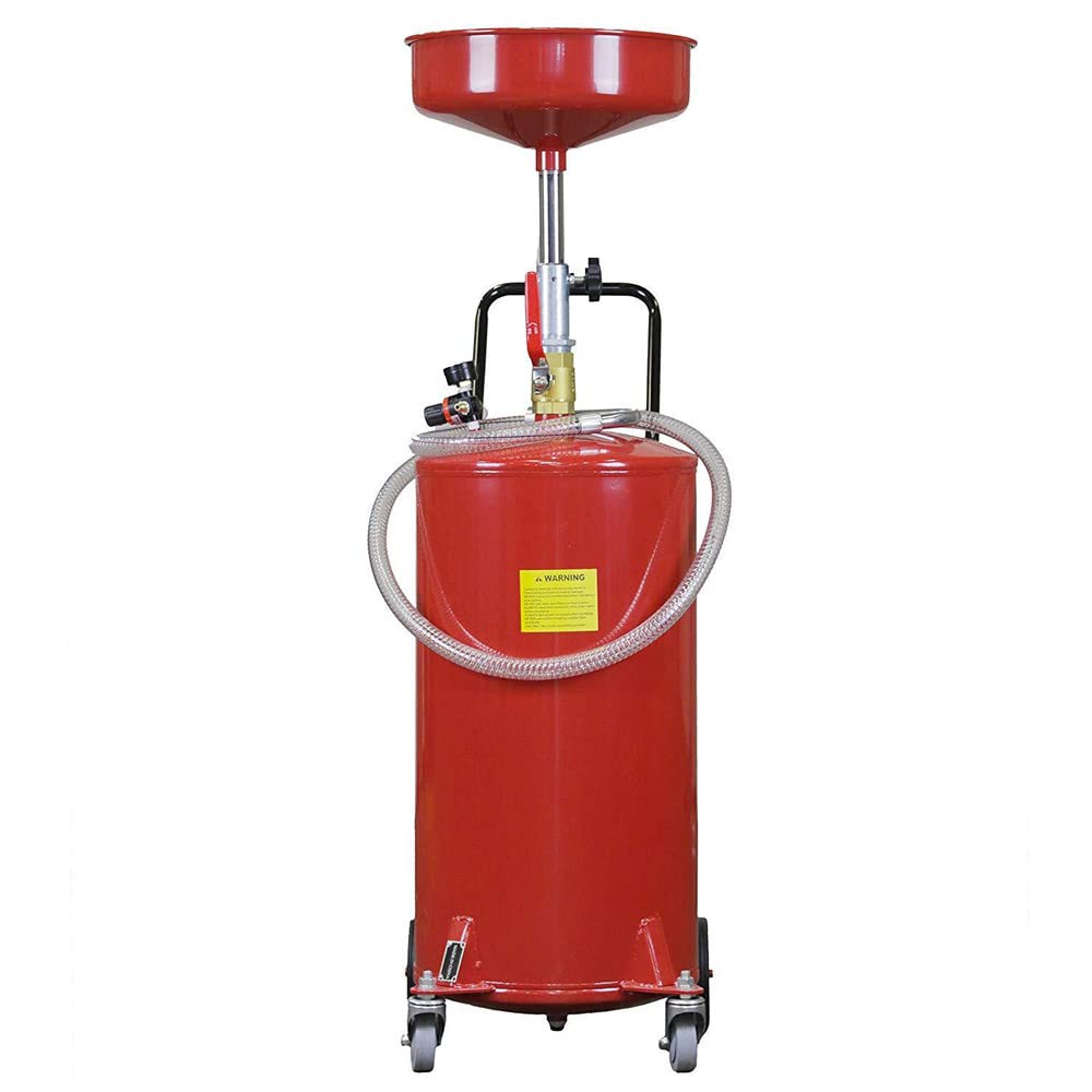 Prolinemax HD 20 Gallon Air Operated Oil Drain Tank with Wheels & Hose - Heavy Duty Waste Oil Drainage System for Automotive Shops, Garages, and DIY Mechanics