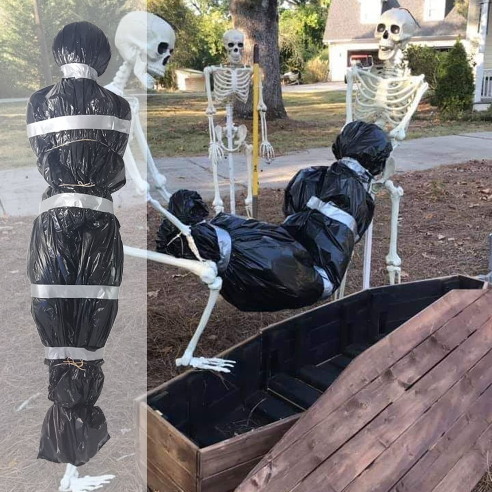 4.92FT Realistic Halloween Fake Corpse in Bag - Scary Outdoor Decor, Haunted House Props, Creepy Death Victim Decoration for Yard & Party | Perfect for Halloween Displays, Haunted Attractions & Spooky Photo Backdrops