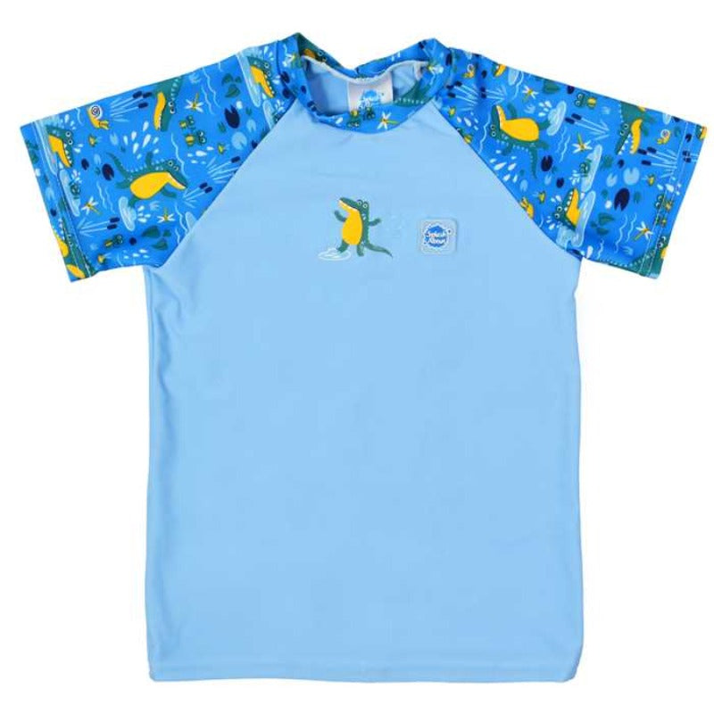 Boys' Rashguard Swim Shirt - UPF 50+ Sun Protection, Quick Dry, Short Sleeve Swim Top for Kids - Perfect for Beach, Pool & Water Sports Activities