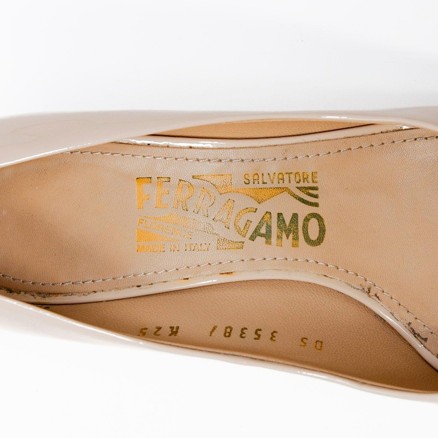 Salvatore Ferragamo Nude Sissi Wedge Sandals Size 6 - Women's Luxury Heels for Weddings, Parties & Office Wear