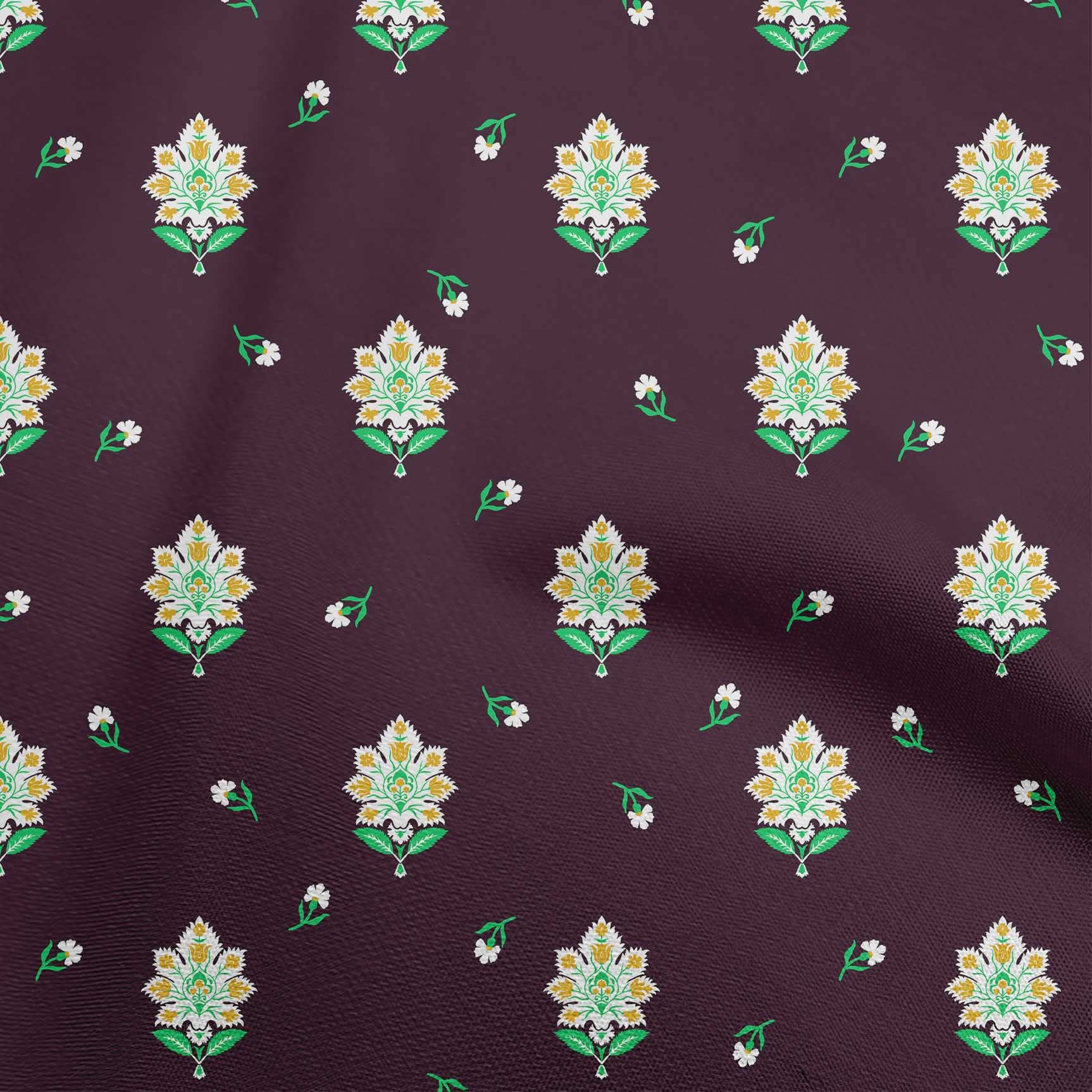 oneOone Viscose Chiffon Black Fabric - Jacobean Floral Print Dress Material - 42 Inch Wide by The Yard (99% Viscose) - Perfect for Evening Dresses, Blouses & DIY Fashion Projects