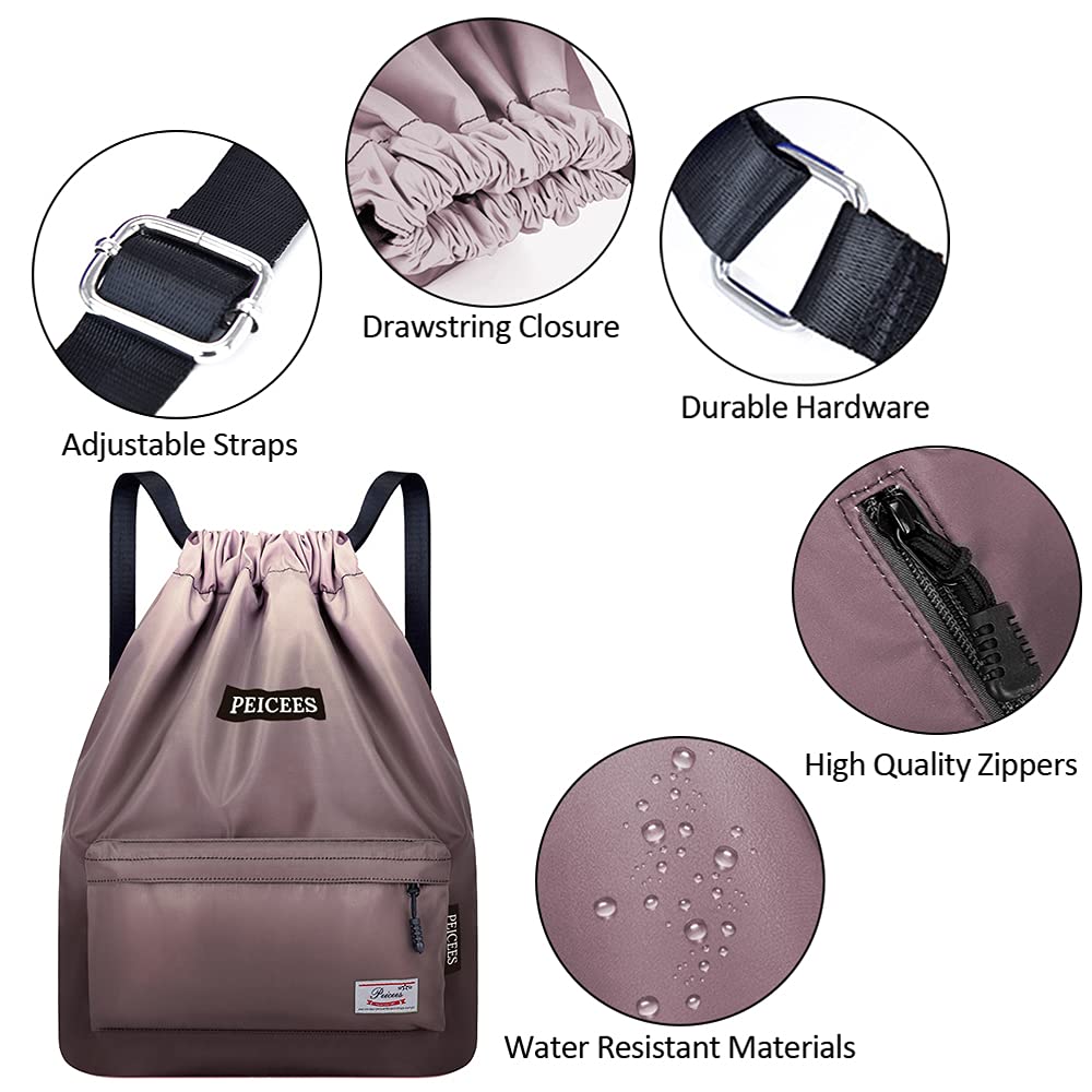 Waterproof Drawstring Sports Bag - Lightweight Sackpack Backpack for Men & Women - Gym, Travel, Beach & Outdoor Activities