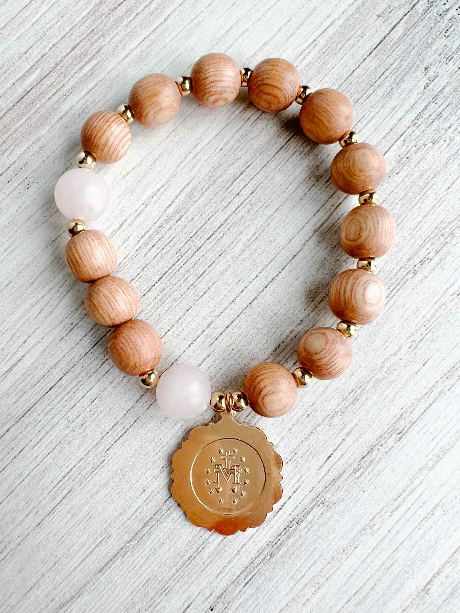 Rose Quartz Rosary Bracelet for Women - Healing Crystal Prayer Beads for Meditation, Stress Relief & Spiritual Protection - Perfect for Yoga, Prayer & Daily Wear