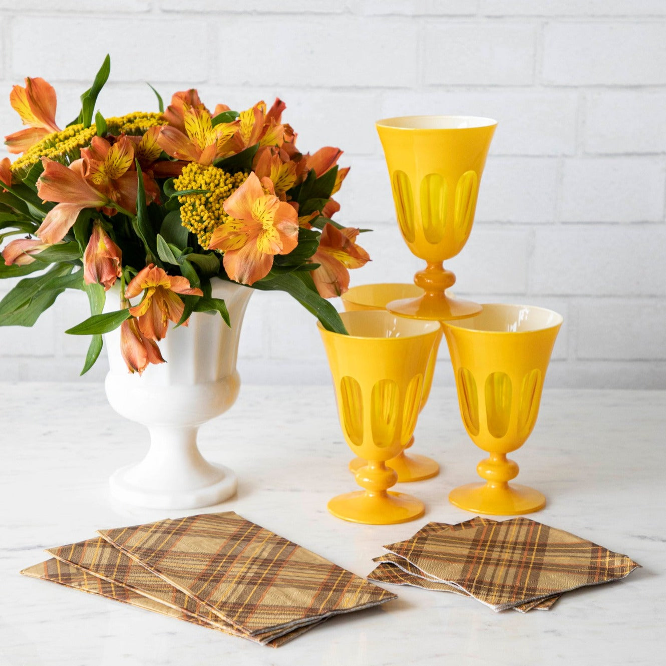 Elegant Autumn Plaid Cocktail Napkins - Premium 5x5 Inch Party Napkins for Fall Gatherings, Thanksgiving, and Holiday Entertaining