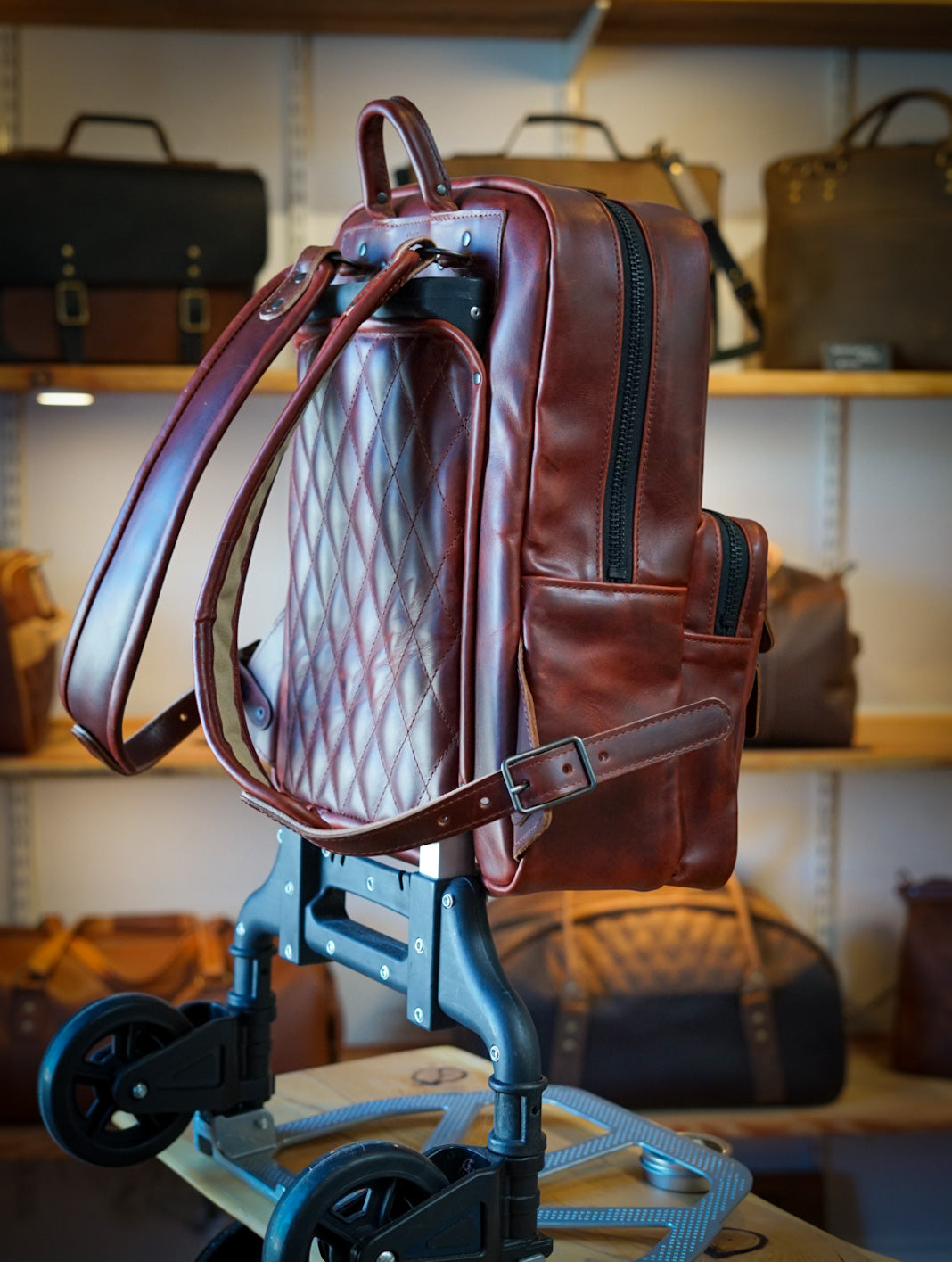 Commuter Backpack for Men & Women - Waterproof Laptop Backpack with USB Charging Port (Hurricane Cherry Cola) - Perfect for Work, Travel & Daily Use