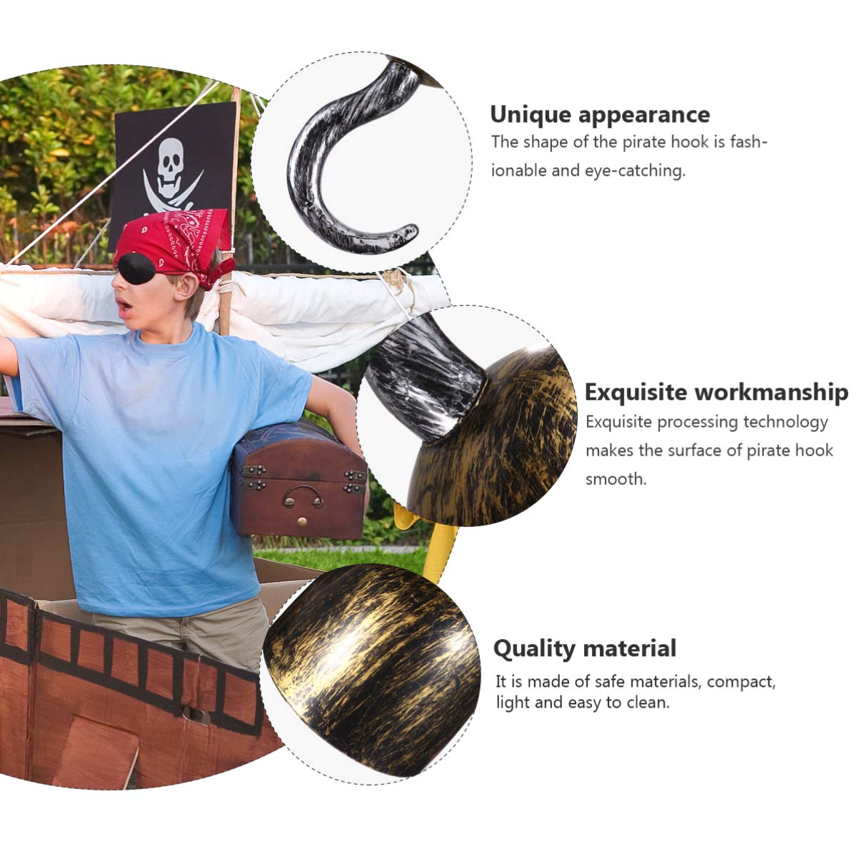 TOYANDONA 3 Pack Pirate Hook Hand Costume Accessories - Plastic Pirate Hand Hooks for Halloween Costume, Pirate Party Favors, Dress Up Play & Cosplay - Perfect for Halloween Parties, Pirate Themed Events & Kids Pretend Play