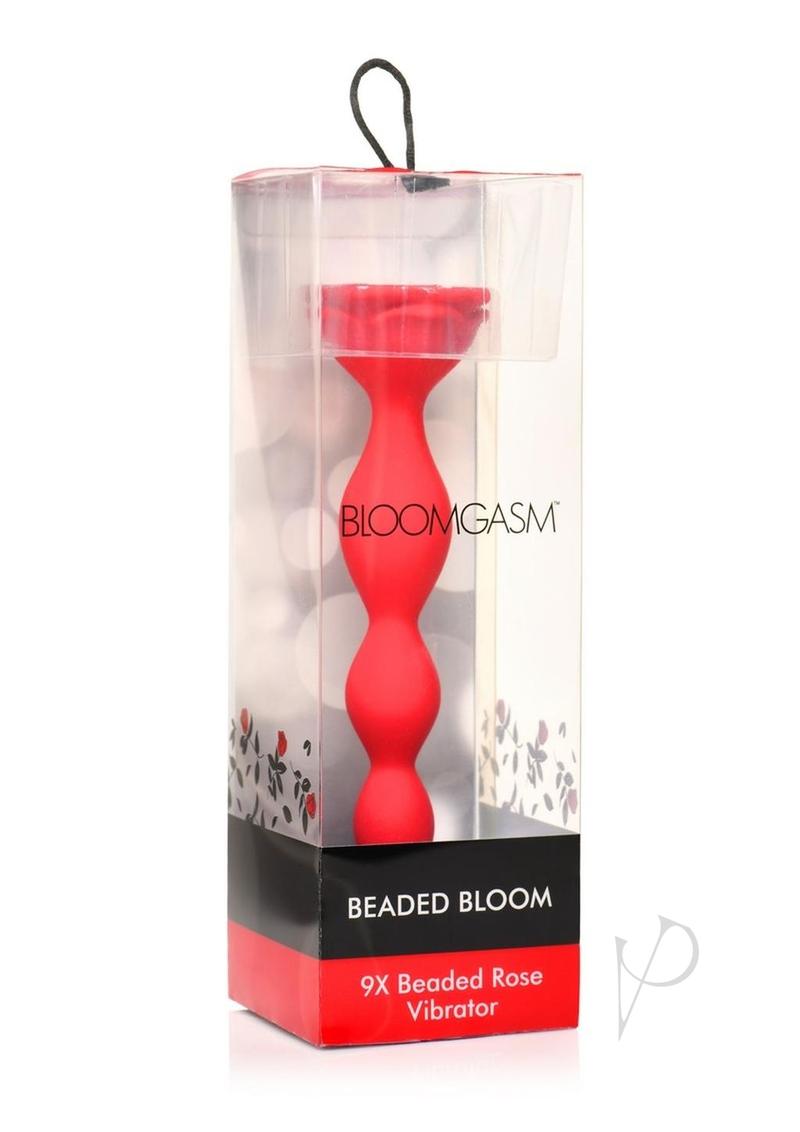 Rechargeable Silicone Rose & Anal Beads Set - 9X Beaded Bloom for Couples Play - Perfect for Romantic Nights & Sensual Massage (Red)