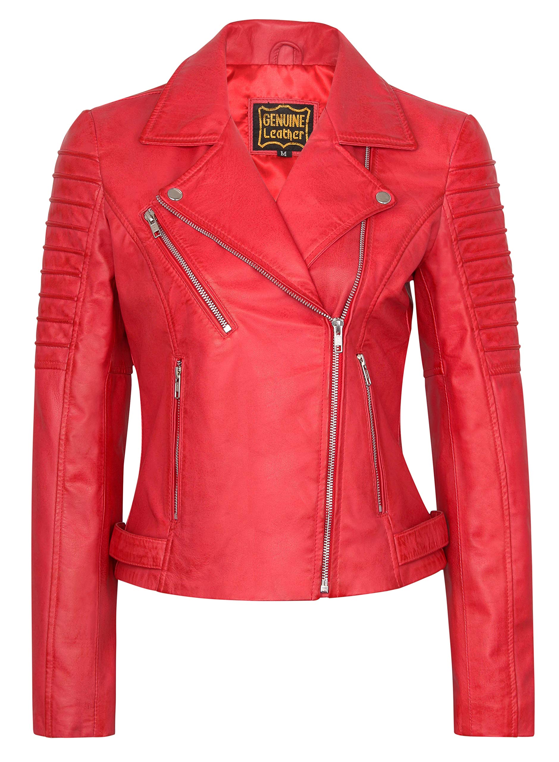 Skylinewears Women's Genuine Lambskin Leather Jacket - Bomber Motorcycle Biker Jacket for Women - Perfect for Riding, Casual Outfits & Night Out