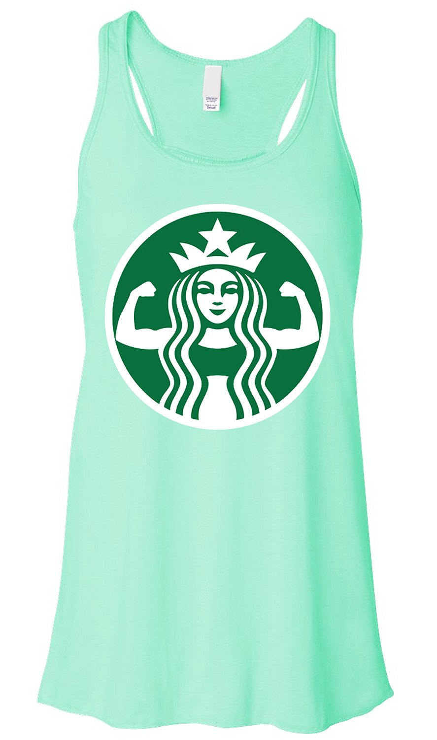NoBull Women's Starbuff Parody Mint Green Flowy Tank Top - Comfortable Workout & Casual Wear for Gym, Yoga & Everyday Fashion