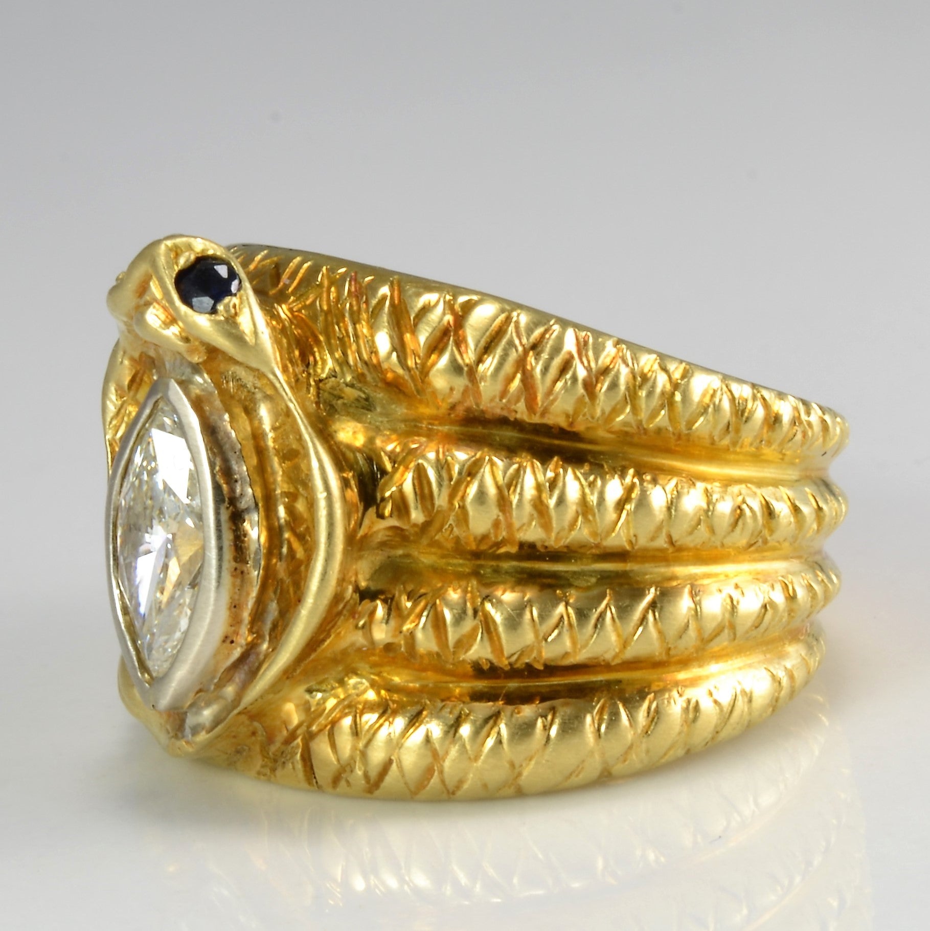 Exquisite Marquise Diamond Serpent Ring - 0.70 Carat Size 6.25 | Vintage Inspired Snake Jewelry for Women | Perfect for Anniversary Gifts, Valentine's Day & Special Occasions