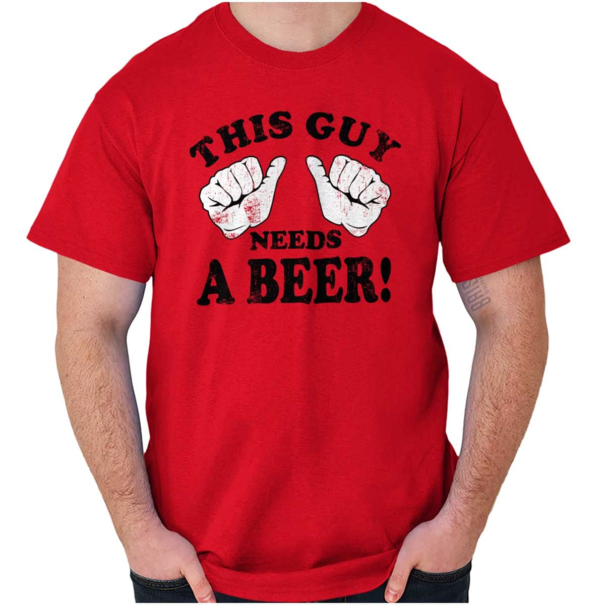 Funny Drinking Men's Graphic T-Shirt - 'This Guy Needs a Beer' Humor Tee for Casual Wear, Parties & Gifts