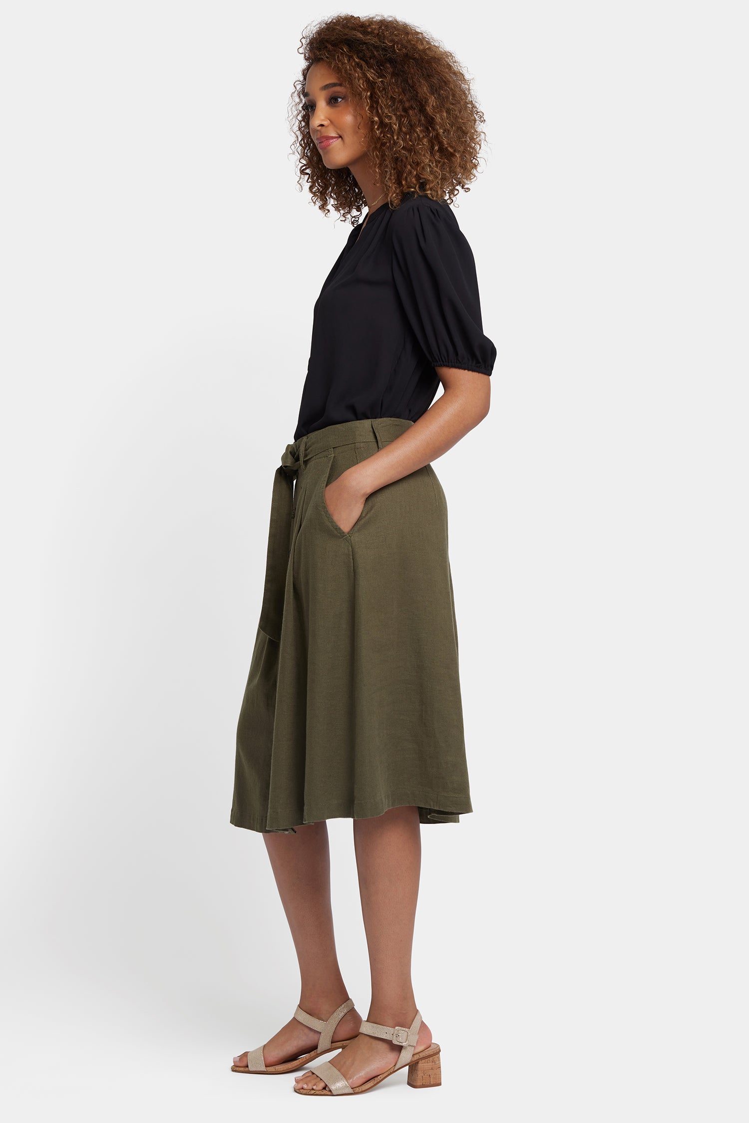 Stylish Button Front Midi Skirt in Bay Leaf Green - Perfect for Office Wear, Casual Outings & Spring Fashion