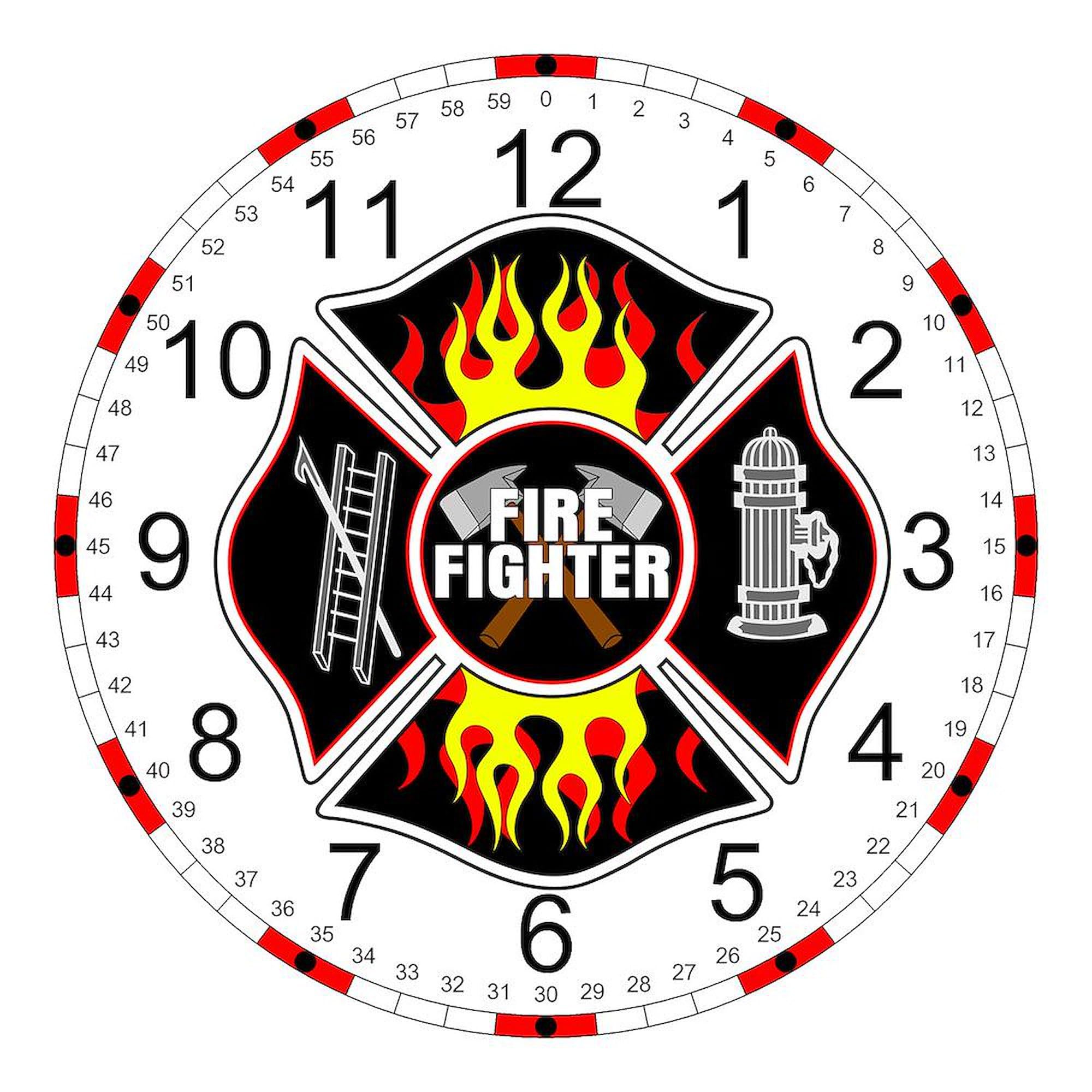 Firefighter Shield 10-Inch Wall Clock - Durable Home & Office Decor for Living Room, Kitchen, Bedroom | Perfect Gift for Firefighters & First Responders