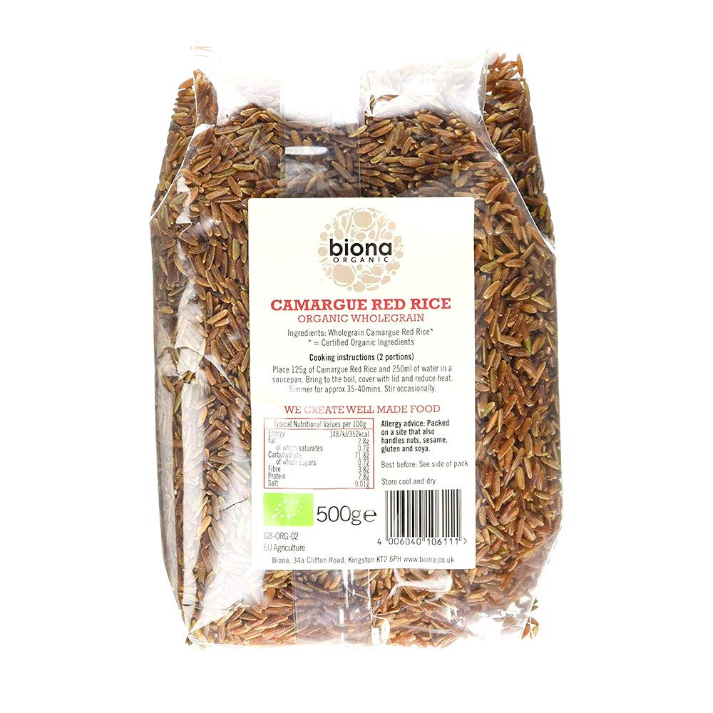 BIONA Organic Camargue Red Rice - 500g | Gluten-Free Whole Grain | Perfect for Salads, Soups & Healthy Meals | USDA Certified Organic | Non-GMO
