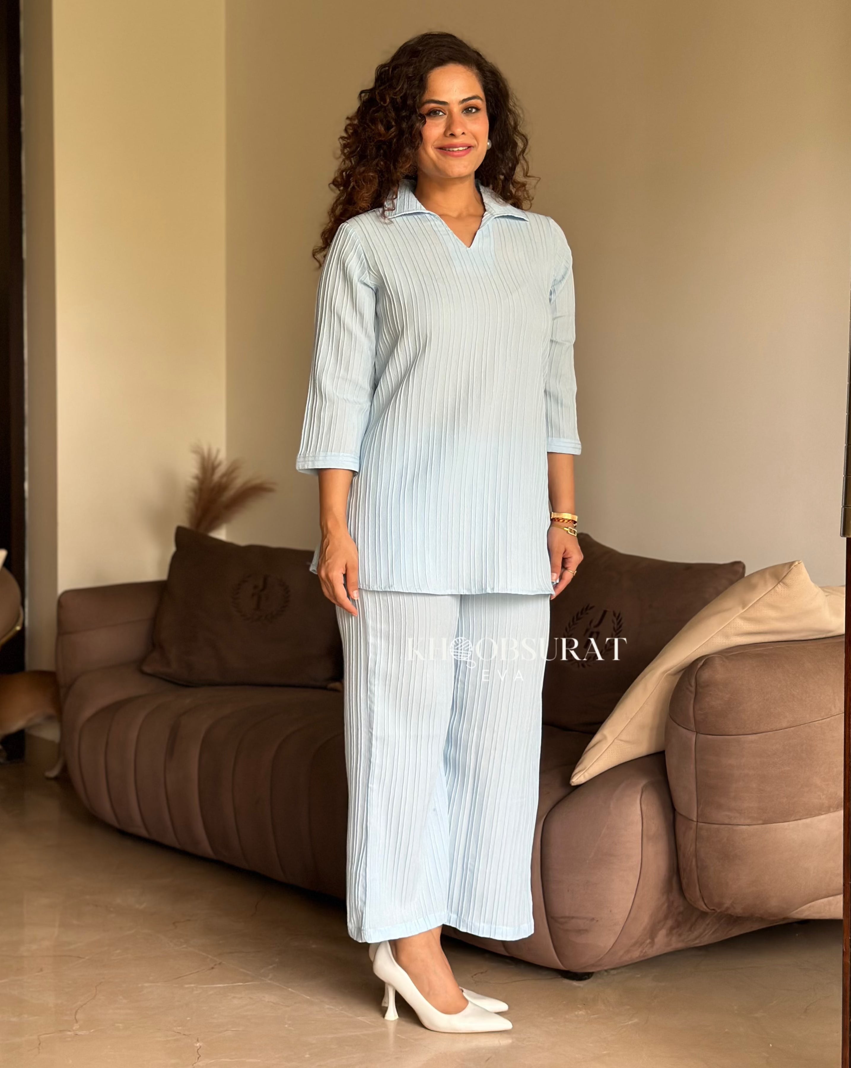 Stylish Coffee Break Cool Coord Set - Trendy Matching Outfit for Women | Perfect for Casual Wear, Office, and Coffee Dates