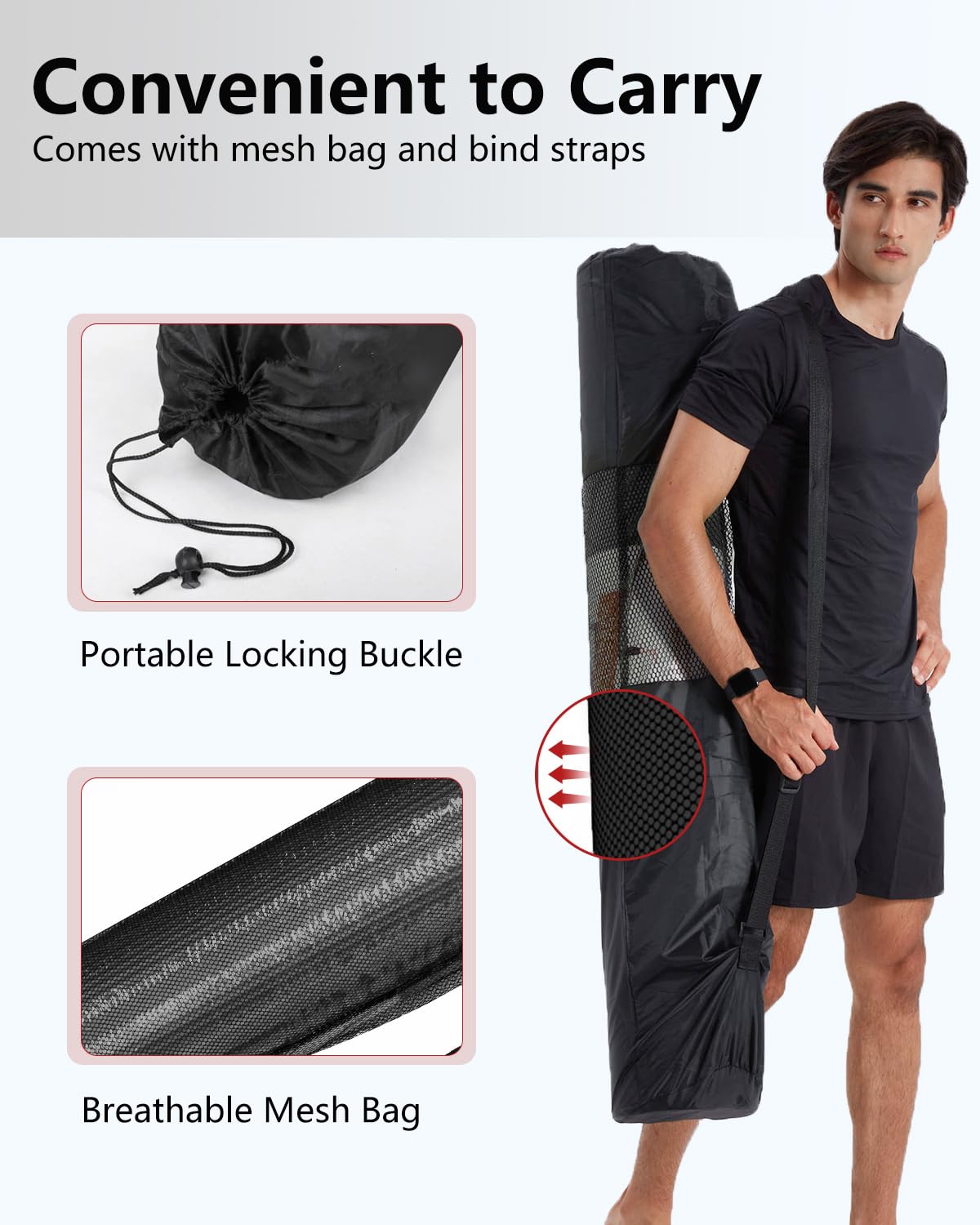 Premium 6'x4' Extra Large Yoga Mat - 2/5 Inch Thick Non-Slip Exercise Mat for Men & Women | Ideal for Home Gym, Yoga, Pilates, Meditation | Includes Convenient Carrying Bag | Perfect for Indoor Workouts, Studio Sessions & Outdoor Yoga Practice