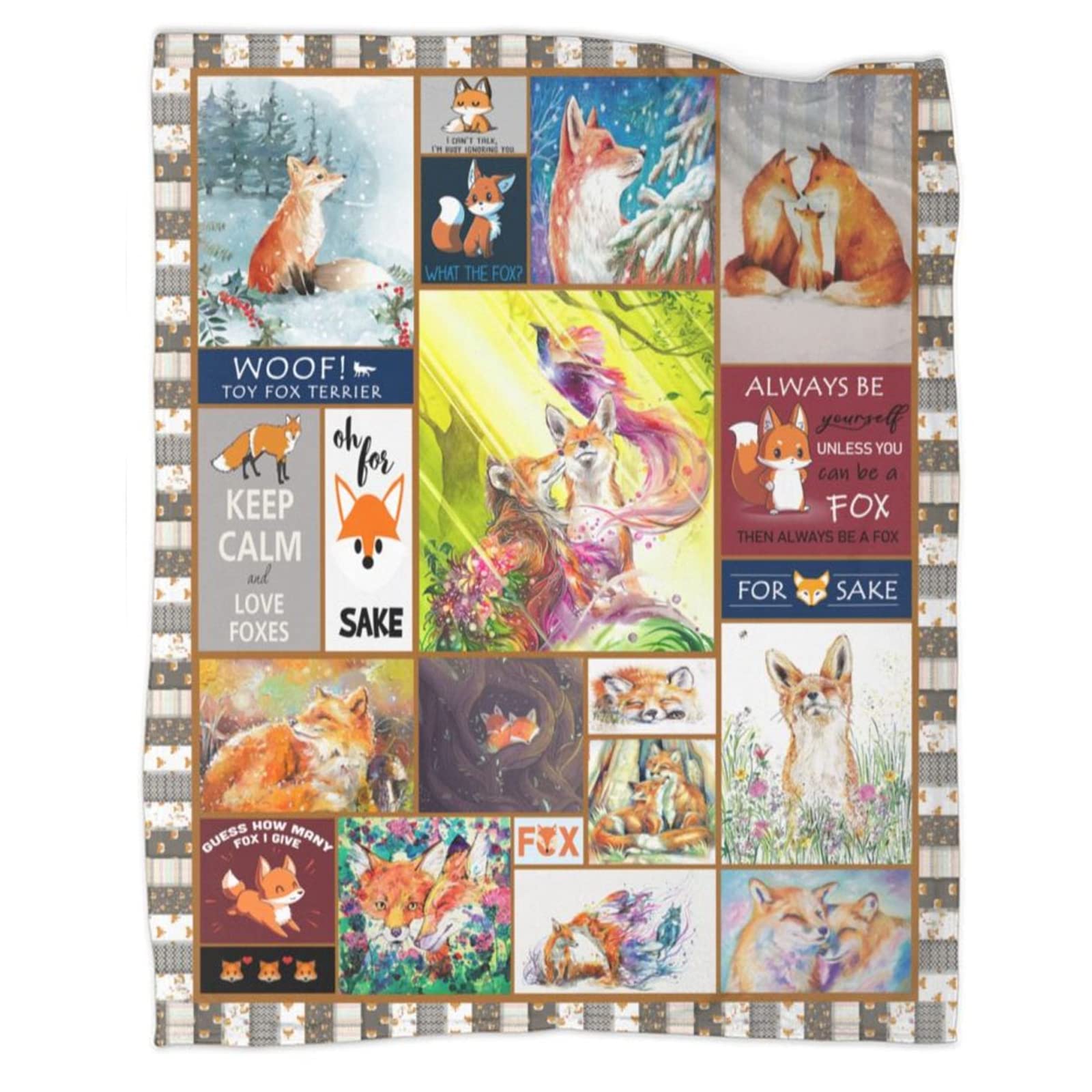 Super Soft & Warm Fox Sherpa Throw Blanket for Couch, Sofa & Bed - Cozy Sloth Design - Perfect Gift for Kids & Adults - Ideal for Movie Nights, Camping & Winter Snuggles