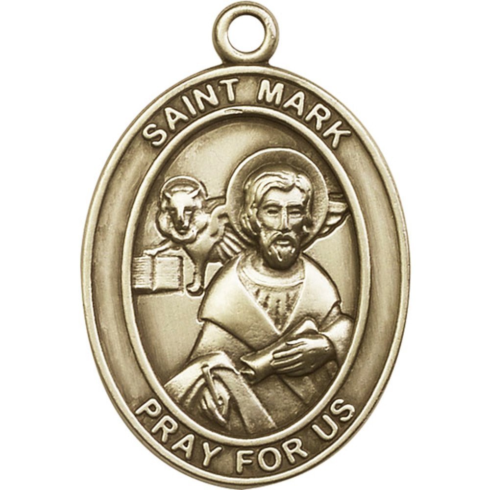 Bonyak Antique Gold-Plated St. Mark Keychain - 1 7/8 x 1 1/4 Inches - Religious Jewelry Gift for Men & Women - Perfect for Home, Office, or Travel Accessory