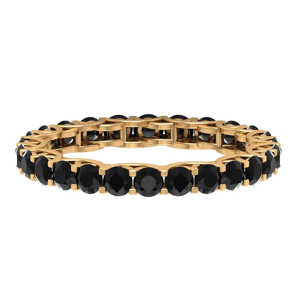 1.25 CT Black Spinel Full Eternity Ring in 14K Solid Gold - Trellis Set Black Spinel Wedding Band for Women, Elegant Stackable Ring for Anniversary, Engagement, or Gift
