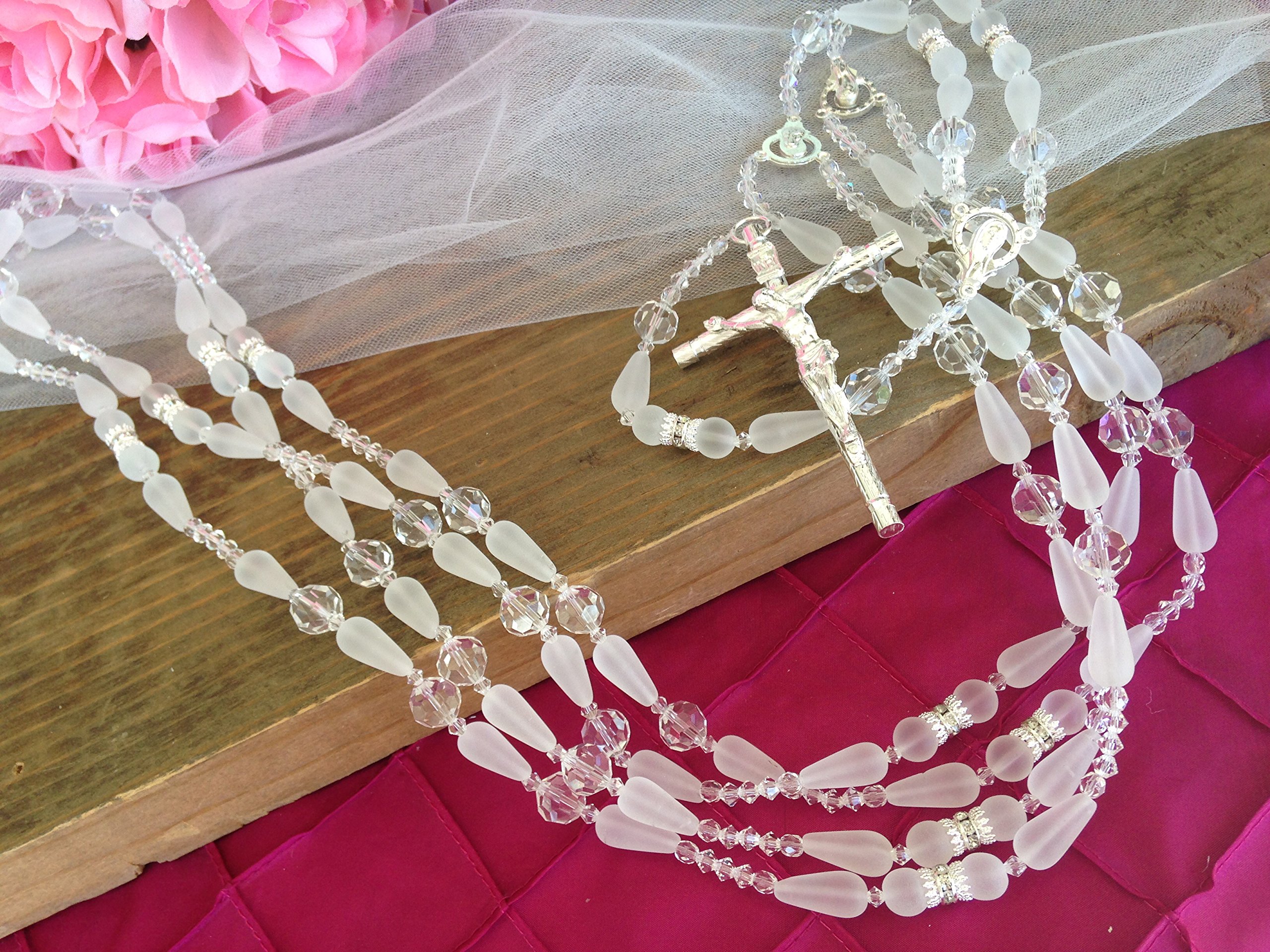 Traditional Crystal Wedding Lasso - Elegant Crystal Wedding Rosary for Catholic Ceremonies | Lazo De Boda De Crystal for Bridal Unity Rituals | Perfect for Wedding, Vow Renewal & Quinceañera Celebrations