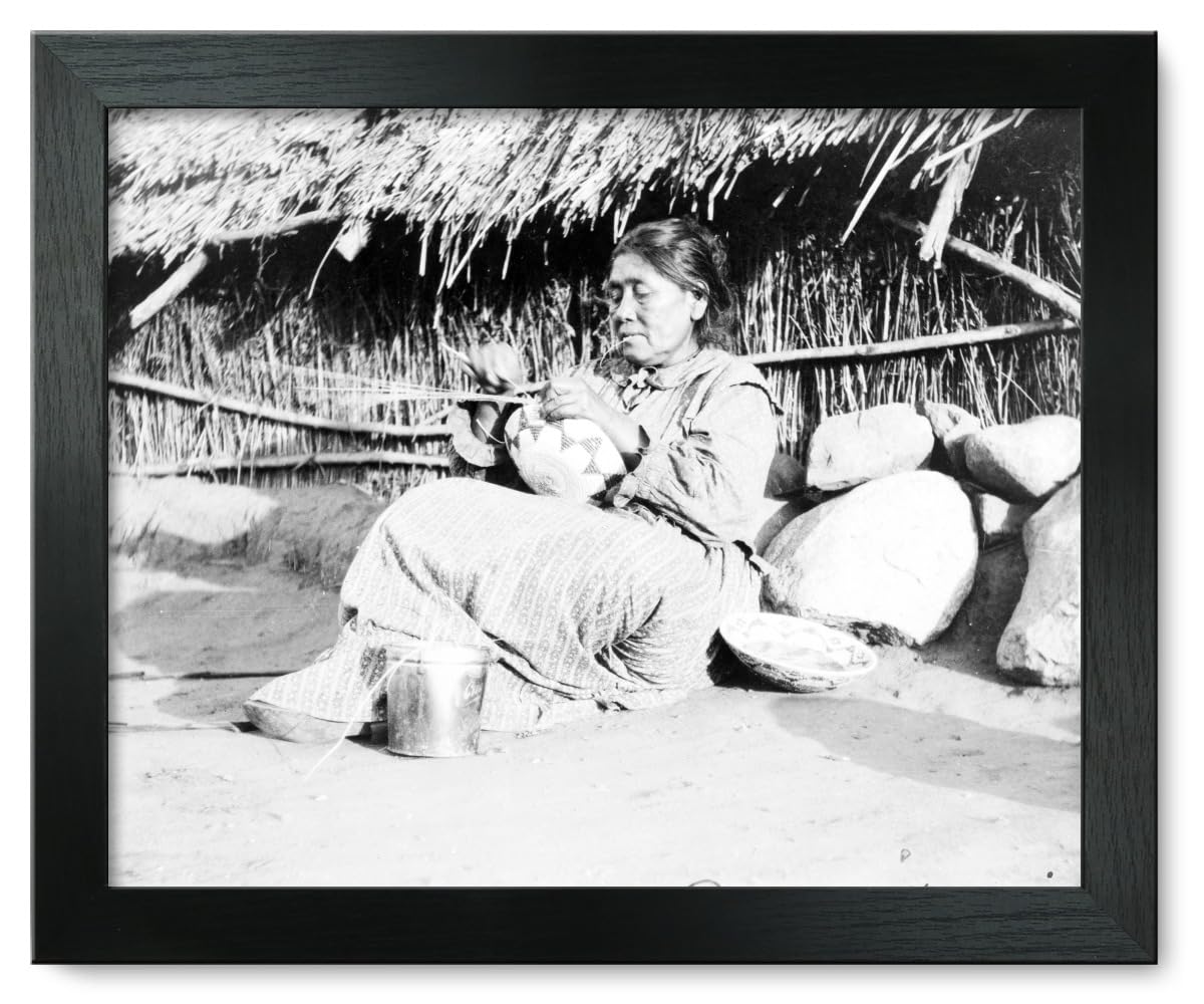 12x15 Framed Print - Maria Antonia, Basket Maker At Pala 1914 | Vintage Southwest Native American Art | Wall Decor for Living Room, Office & Gallery