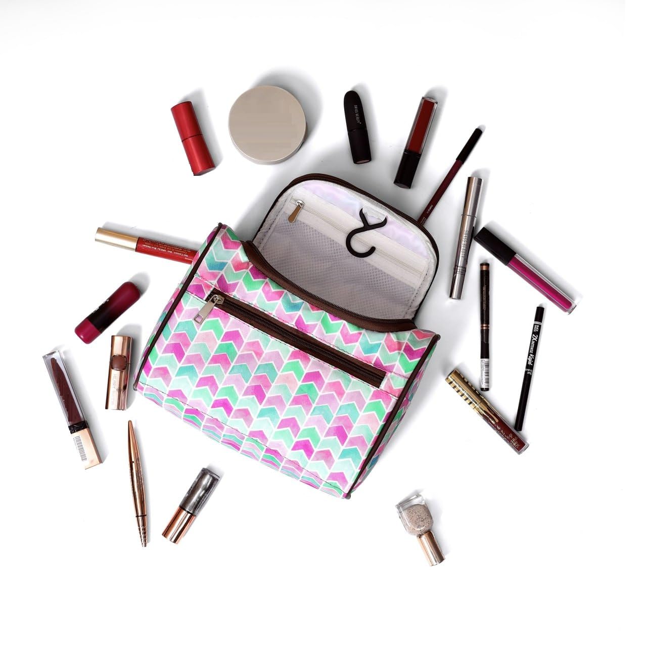 LIBAH Large Cosmetic Organizer Bag with Hook - Waterproof Makeup Travel Case for Women, Multi-Color & Design Options (1 Piece) - Perfect for Travel, Home Storage & On-the-Go Organization