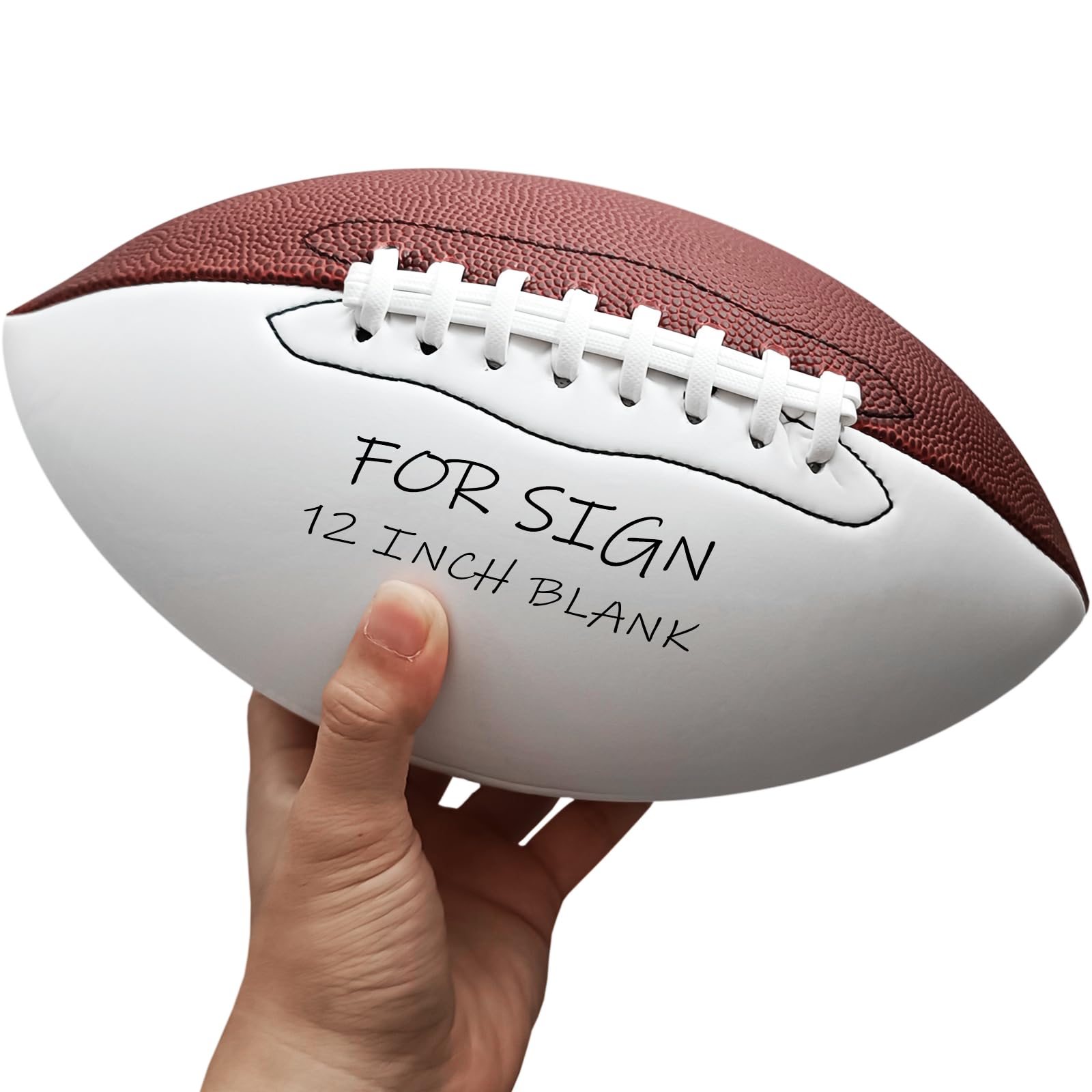 Official Size 9 Blank White American Football - 12 Inch Full Autograph Football with 2 White Panels | Custom Trophy for Rugby Games, Graduation Signing Ceremonies & Sports Memorabilia Collection