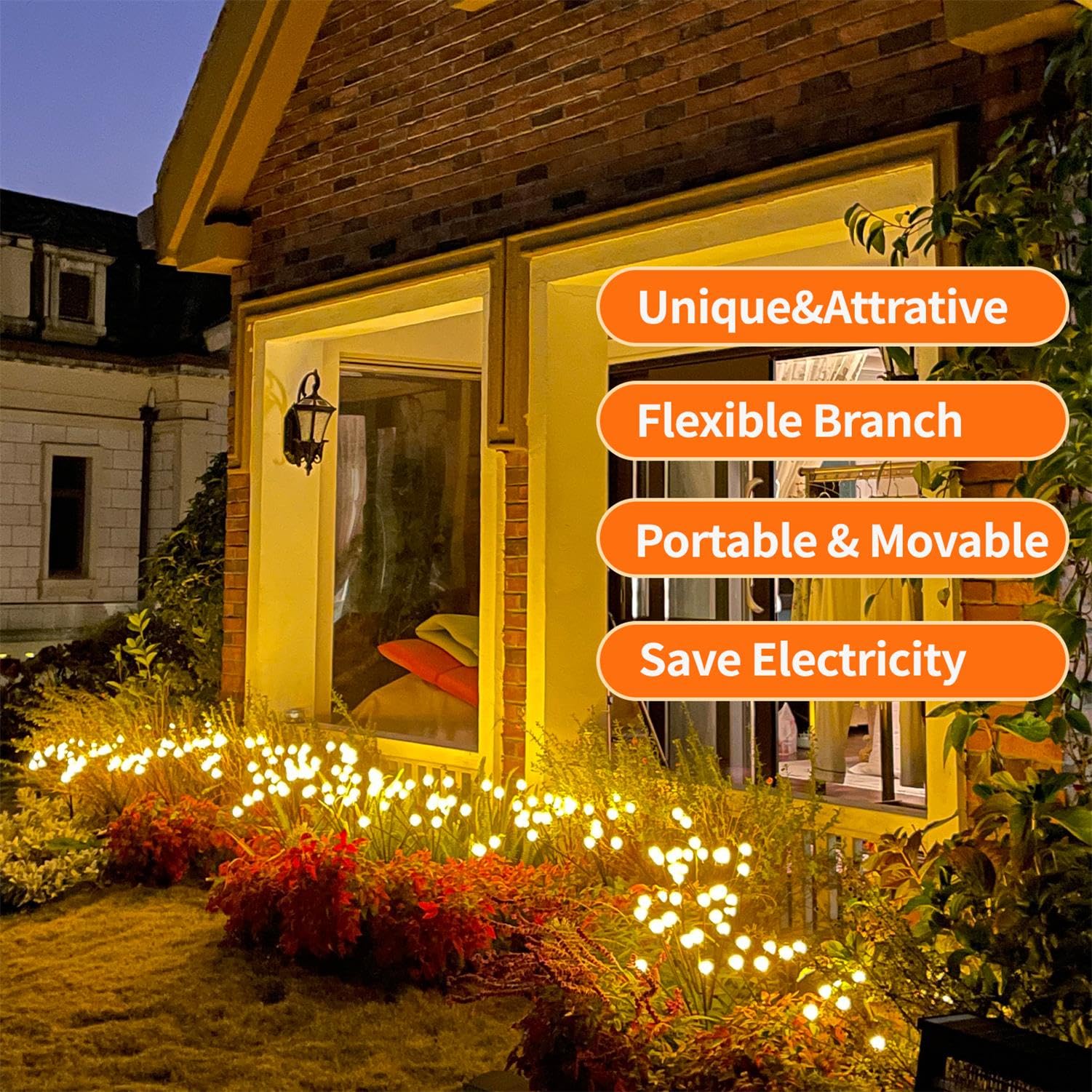 8 Pack Solar Powered Outdoor Lights Waterproof IPX5 - Solar Garden Lights, Wind Swaying Firefly Lights for Yard, Lawn, Pathway, Patio, Deck Decoration - 6 LED Warm White Christmas Lighting for Holidays & Everyday Use