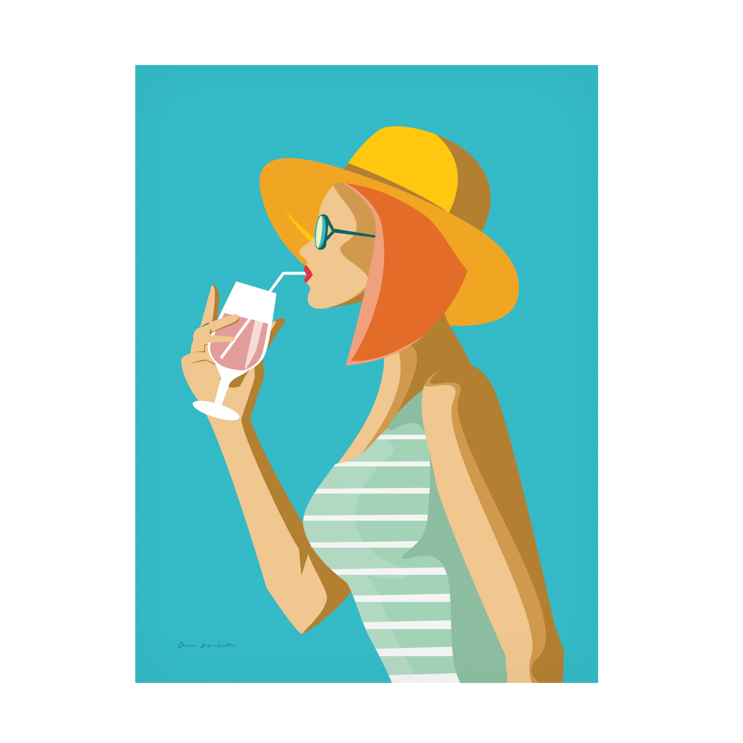 Omar Escalante 'Summer Girl I' Canvas Wall Art Print - 35x47 Inches - Modern Home Decor for Living Room, Bedroom & Office