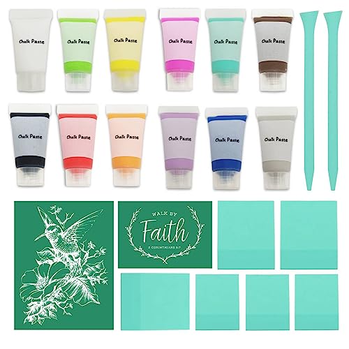 fbird and faith stencil with sample chalk paste kit
