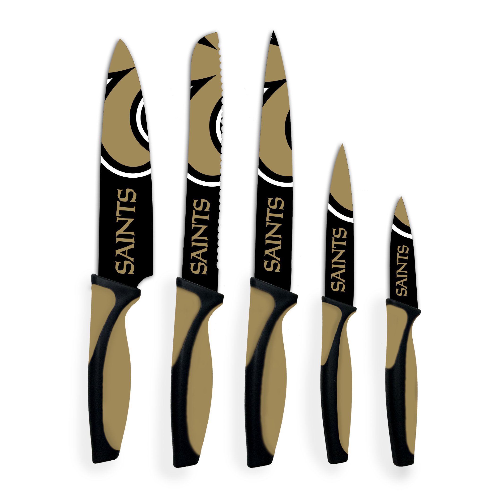 Premium NFL New Orleans Saints Themed Kitchen Knife Set - Stainless Steel Blades with Non-Slip Handles - Perfect for Saints Fans, Tailgating, Cooking & Game Day Entertaining