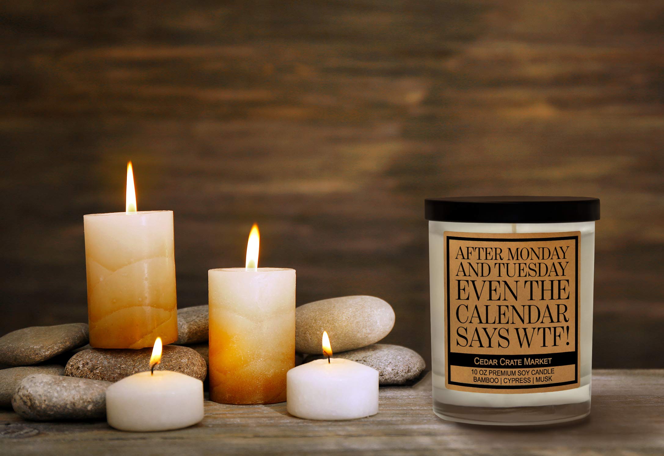 Funny WTF Candles - Birthday & Friendship Gifts for Women & Men - Bamboo Scented Soy Candles for Home Decor