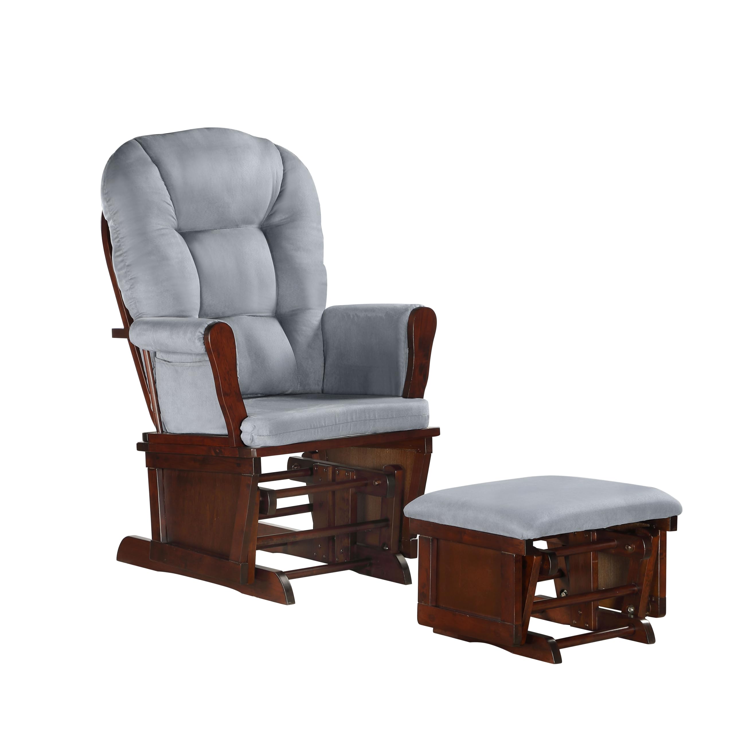 Lennox Furniture Glider Rocker Recliner Combo - Espresso Grey Finish - Comfortable Nursery Glider for Breastfeeding & Living Room Relaxation