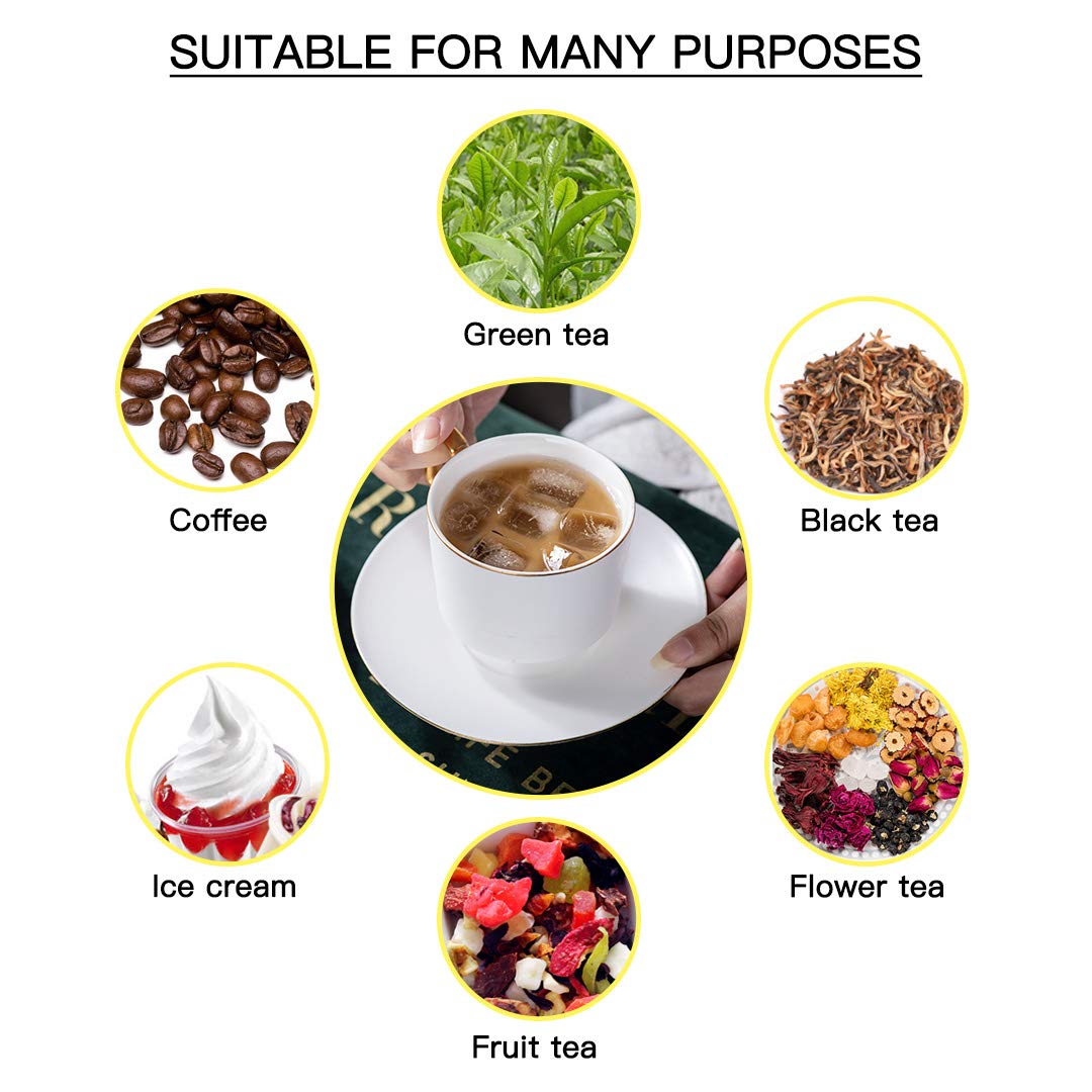 Premium 7 oz Ceramic Demitasse Espresso Cups Set with Saucers & Metal Stand - Stackable Porcelain Cappuccino Cups for Coffee, Tea, Latte, Cafe Mocha - Matte White (Set of 6) - Perfect for Home Cafes, Coffee Shops & Gifts