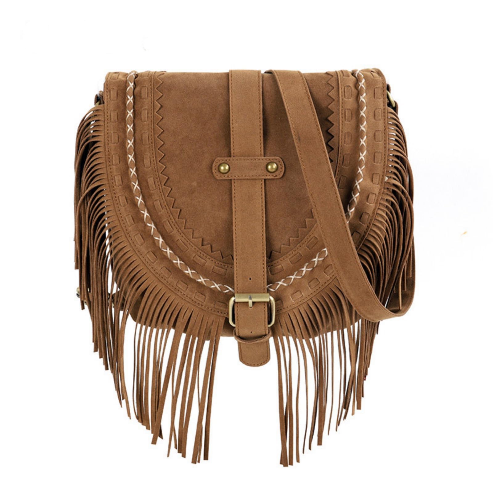 JOLLQUE Women's Suede Crossbody Bag with Tassel - Bohemian Sling Shoulder Purse for Travel, Shopping & Daily Use | Lightweight & Stylish Handbag for Outfits, Work & Casual Wear