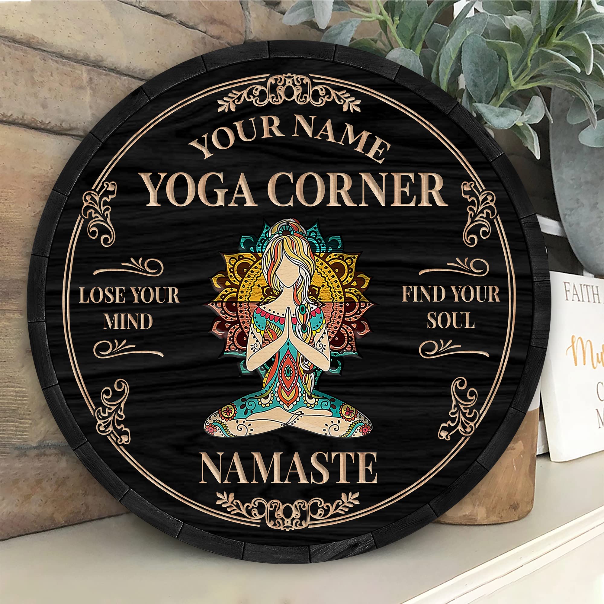 Custom Yoga Sign - Personalized Namaste Wall Art for Yoga Instructors & Lovers | Thoughtful Yoga Teacher Gift | Zen Studio Decor for Home, Office & Meditation Spaces