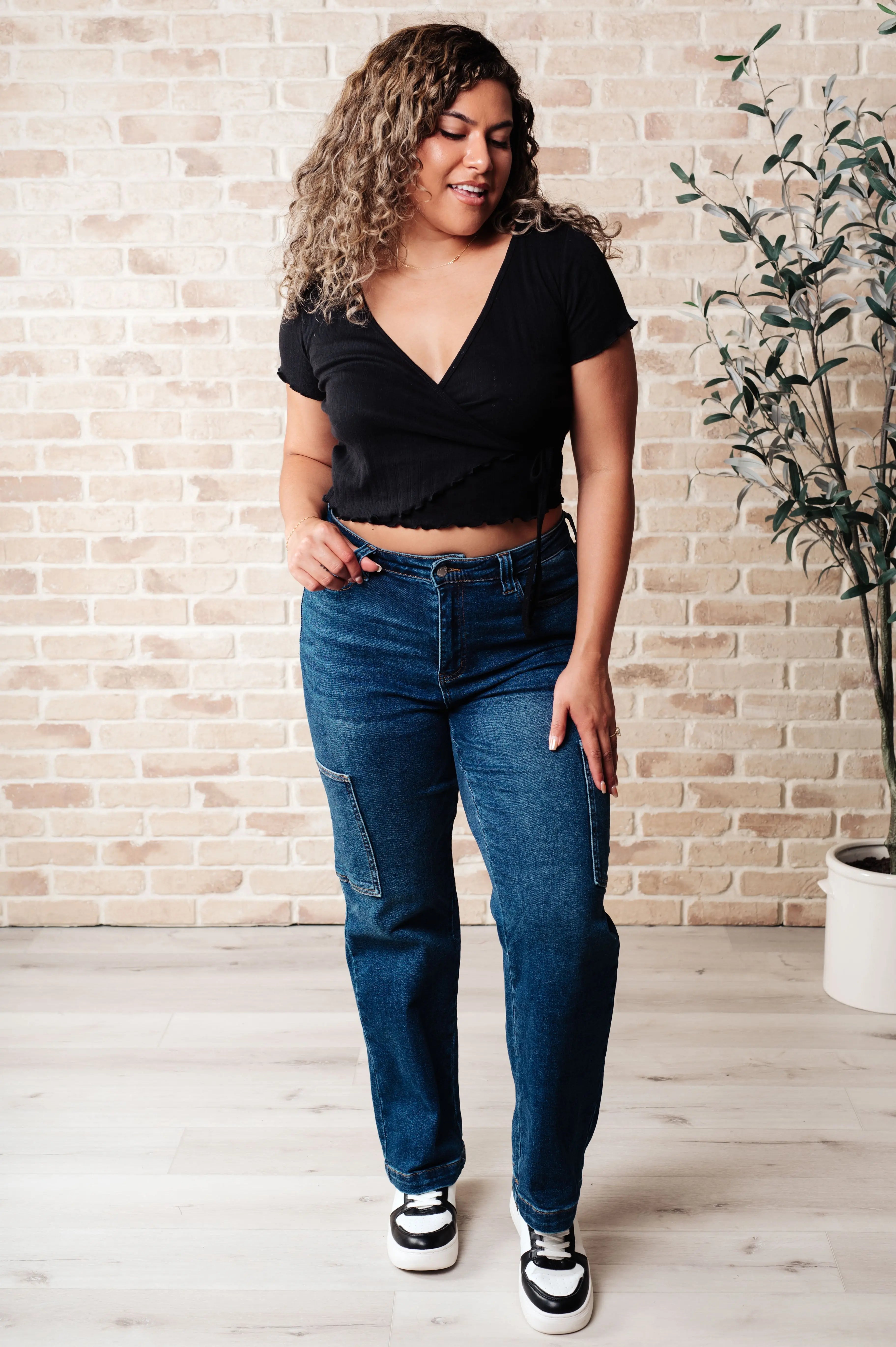 Little Ol' Me Black V-Neck Top for Women - Casual & Comfortable Shirt for Everyday Wear, Work, and Outings
